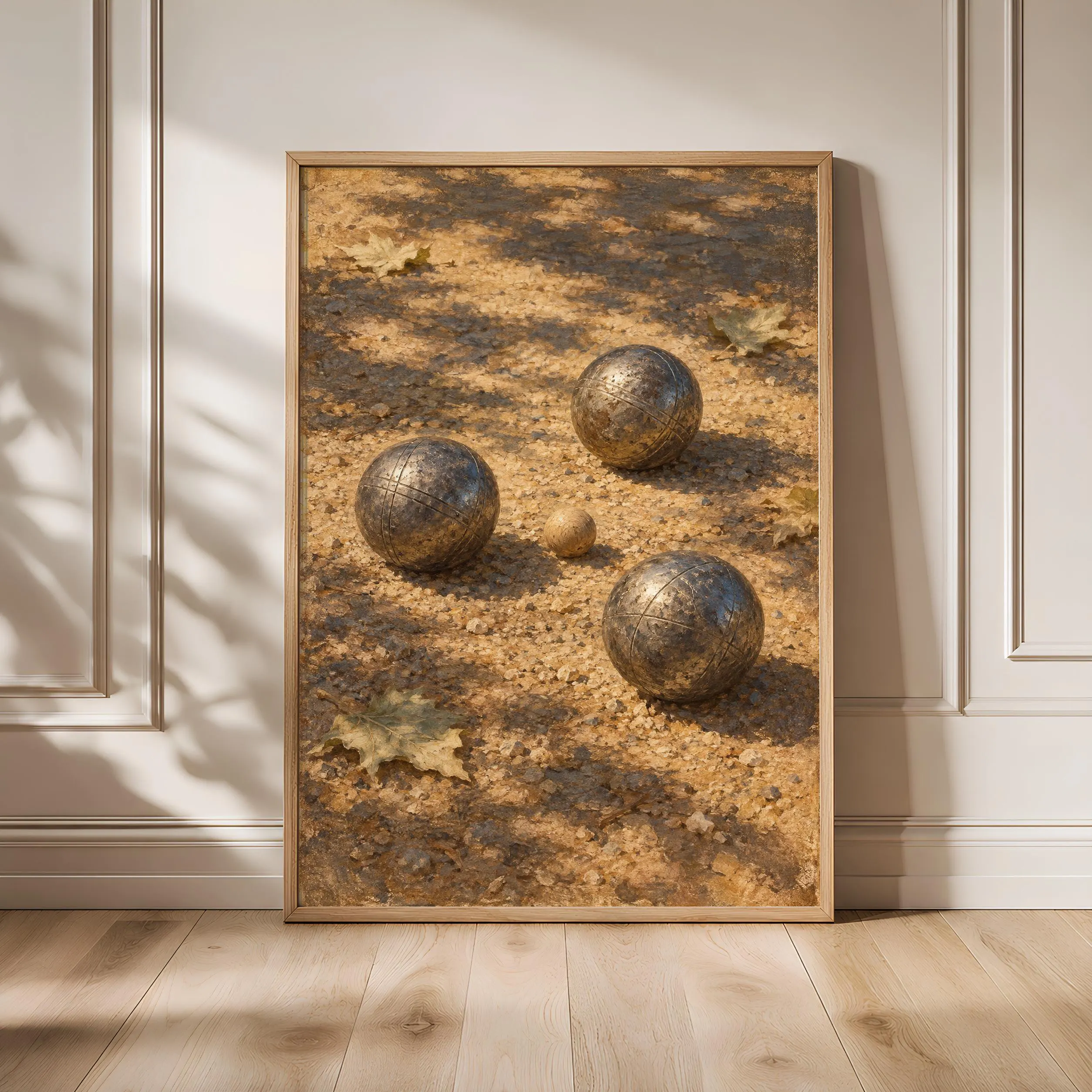 Petanque Wall Art, Vintage French Boules Oil Painting, Mediterranean Game Room Decor – Calm Wall Art by Artsify - Image 1