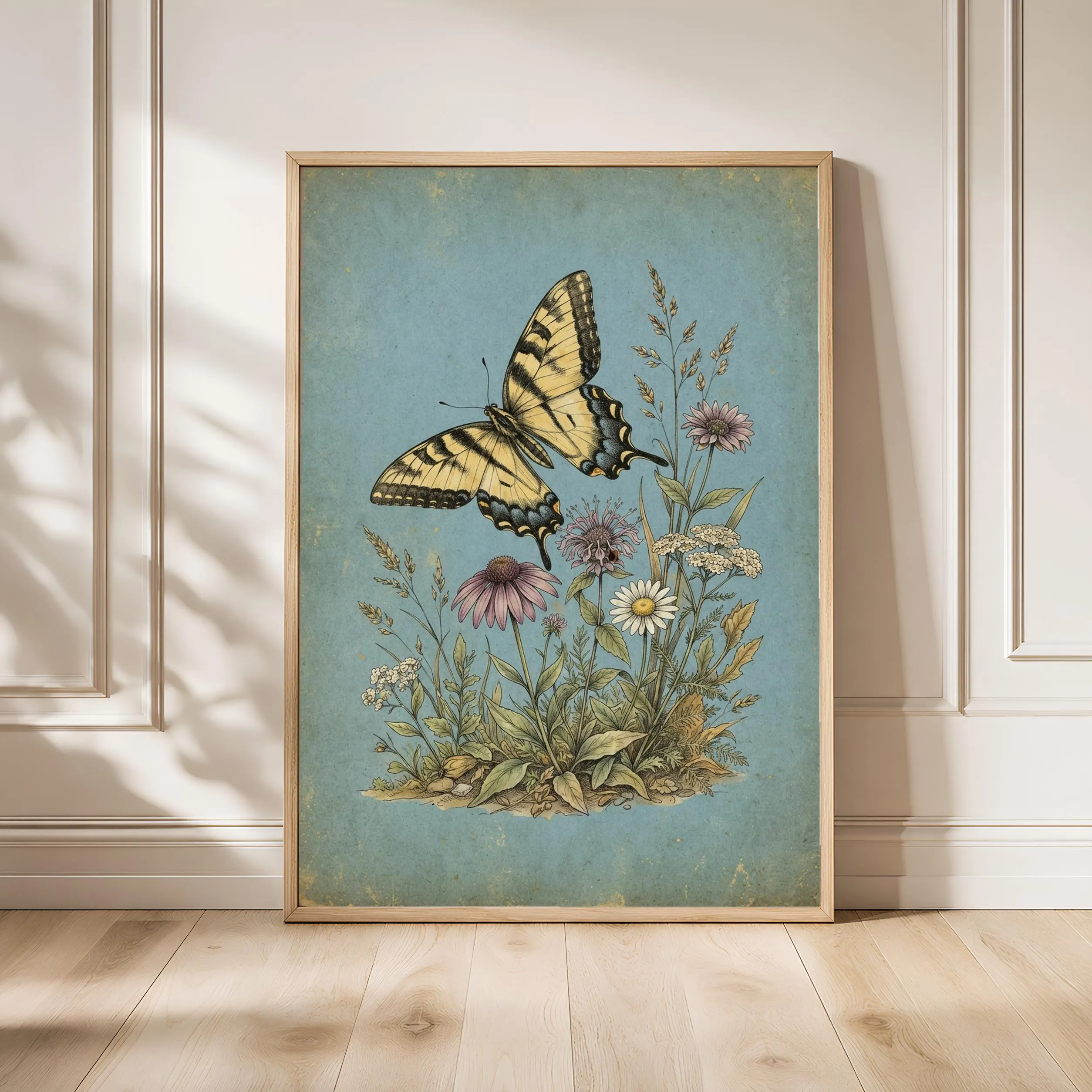 Swallowtail Butterfly Print, Vintage Botanical Poster, Blue Wall Art, Cottagecore Decor, Housewarming Gift – Calm Wall Art by Artsify - Image 1