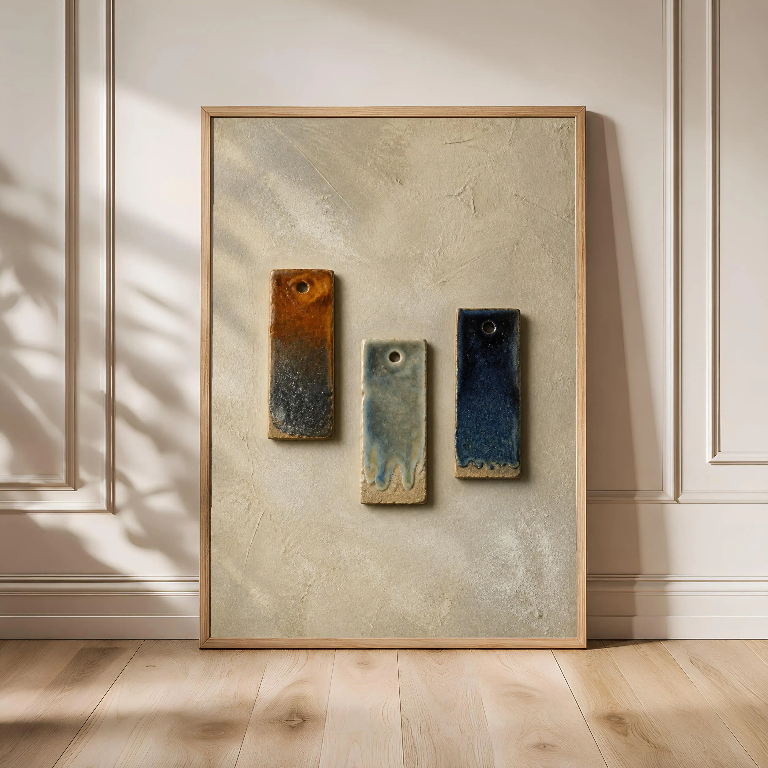 Ceramic Glaze Test Tile Wall Art, Cobalt Celadon Studio Print – Calm Wall Art by Artsify - Image 1