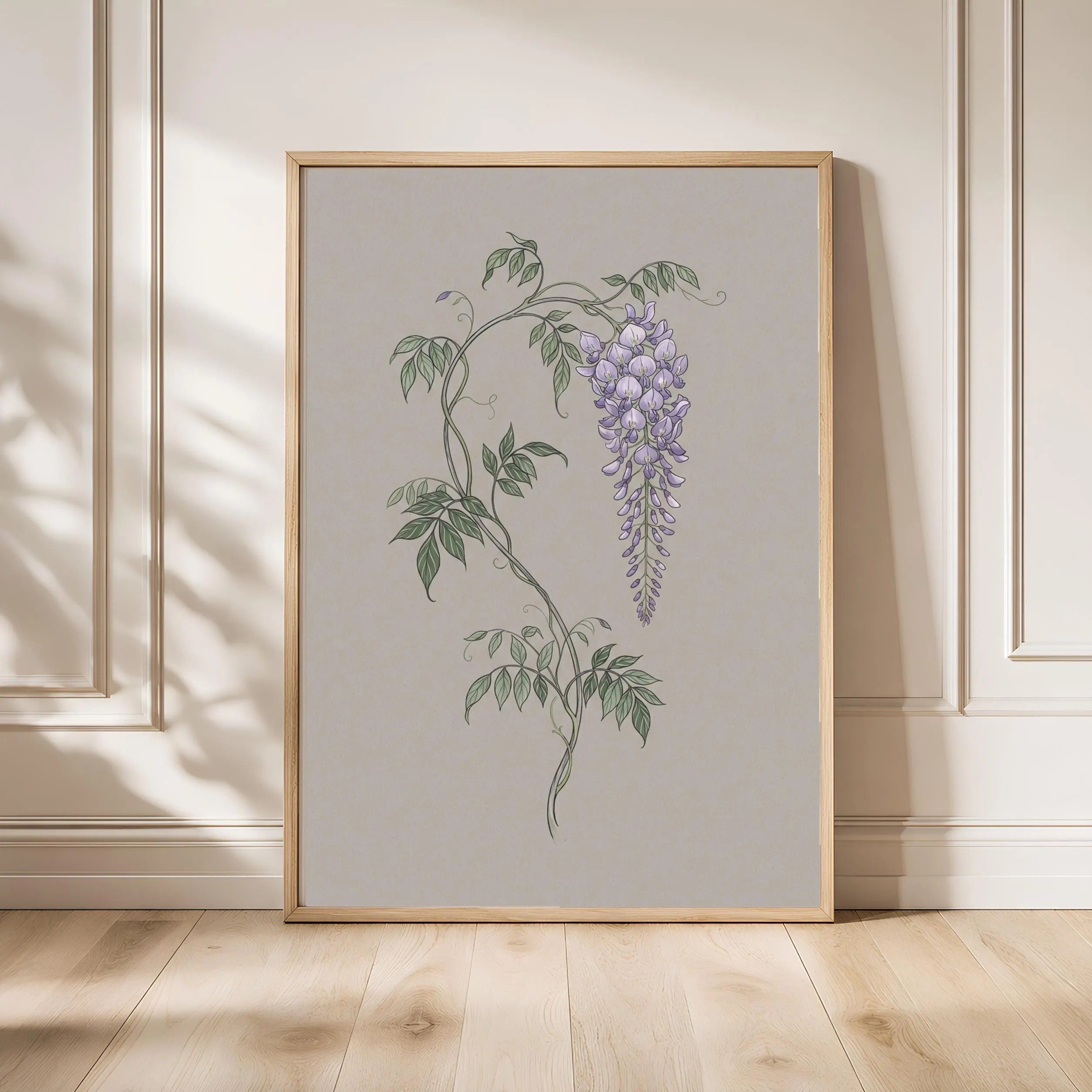 William Morris Wisteria Print, Arts and Crafts Botanical Line Art, Minimal Flower Poster, Kitchen Decor, Housewarming Gift – Calm Wall Art by Artsify - Image 1