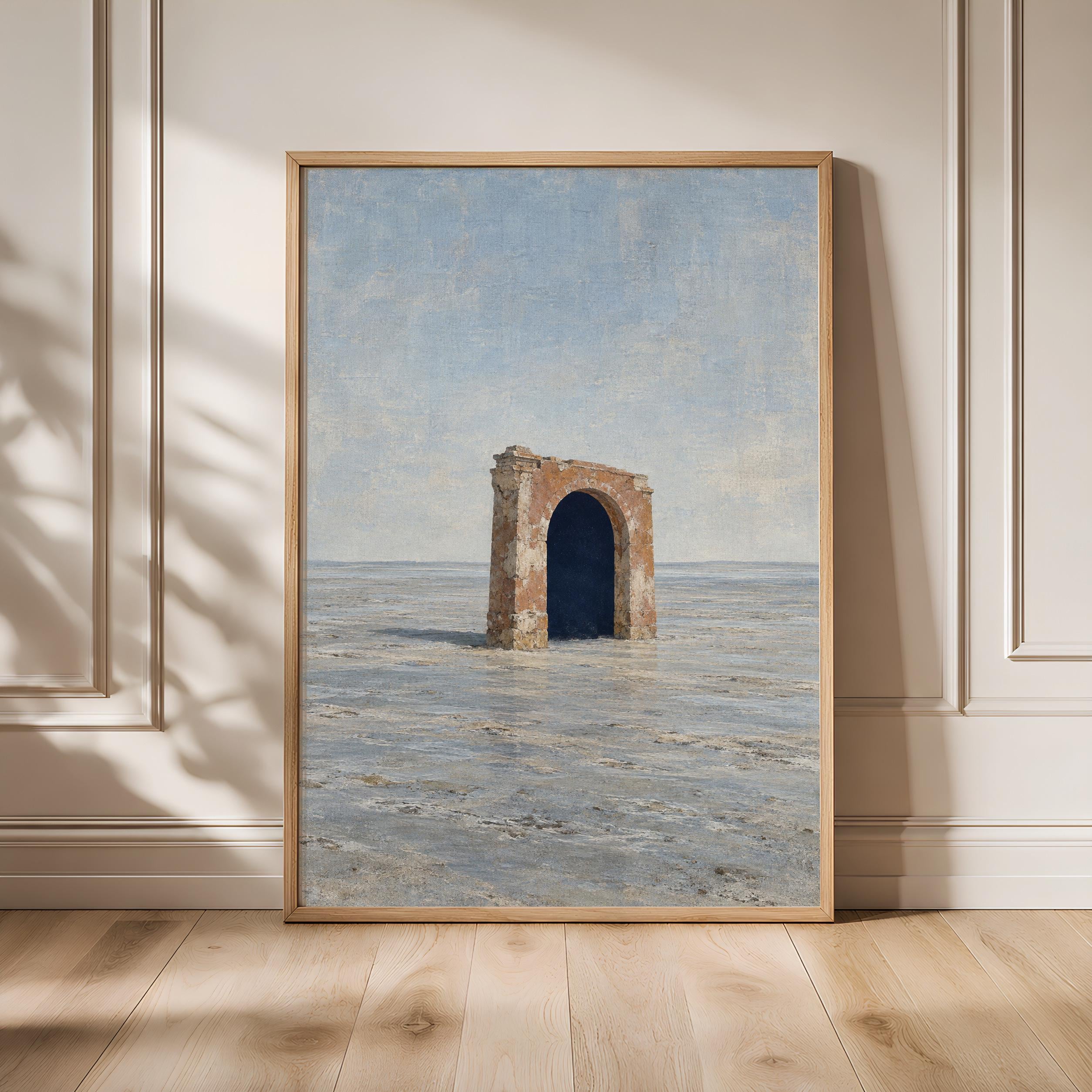 Day and Night Arch Wall Art, Minimal Surreal Coastal Architecture Print – Calm Wall Art by Artsify - Image 1