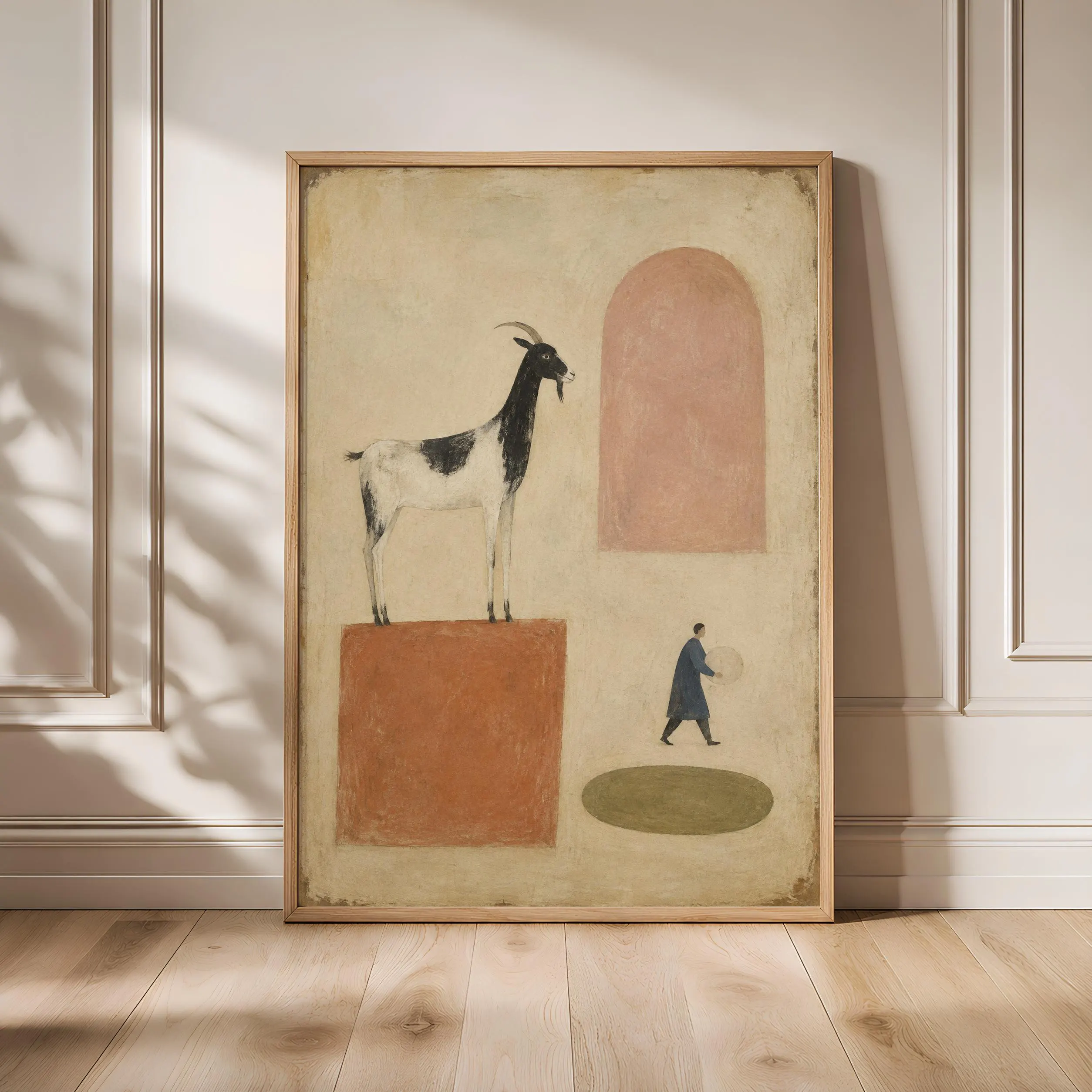 Goat Block Wall Art, Naive Folk Painting – Calm Wall Art by Artsify - Image 1