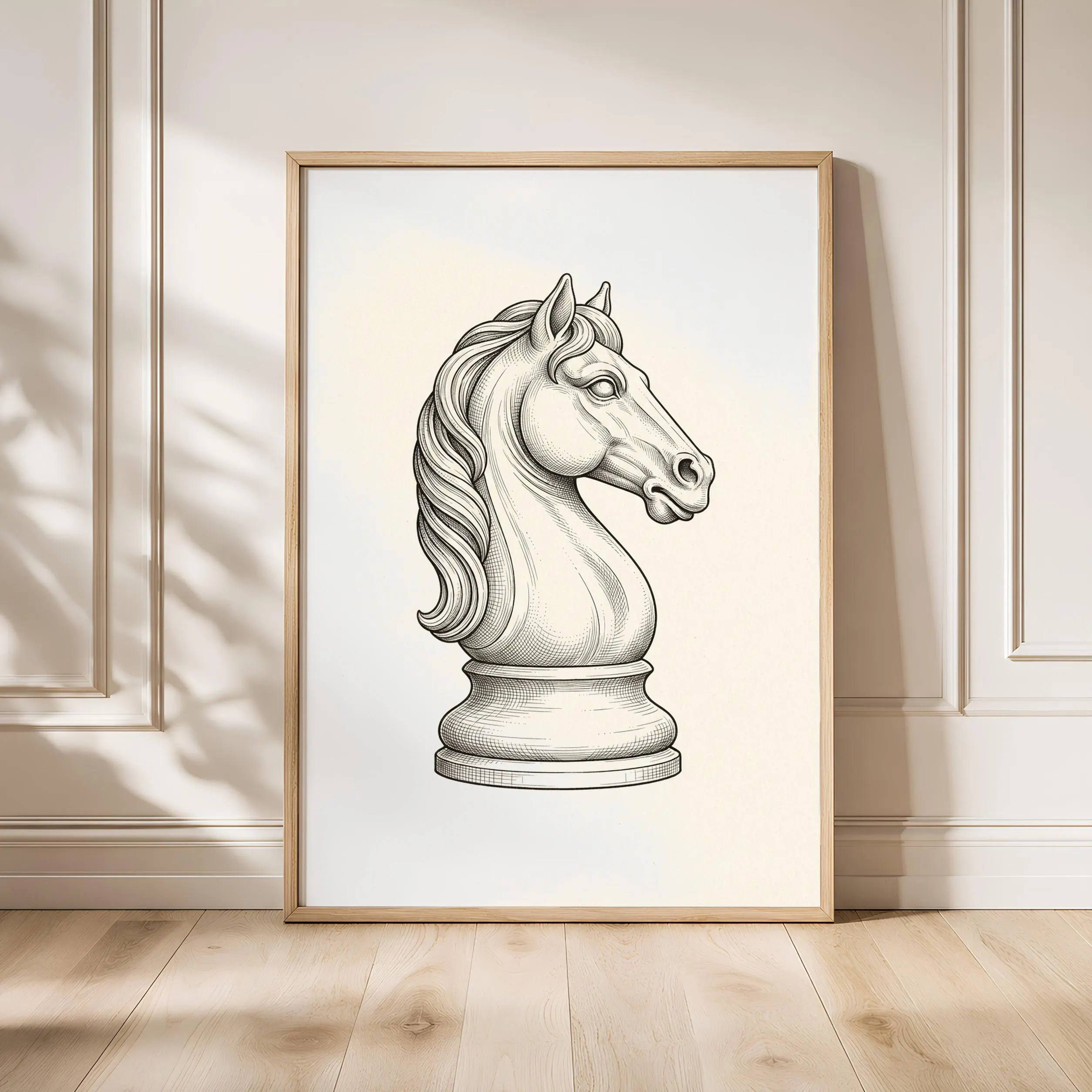 Chess Knight Line Art Print, Minimalist Ink Sketch, Game Room Poster, Office Decor, Chess Lover Gift – Calm Wall Art by Artsify - Image 1