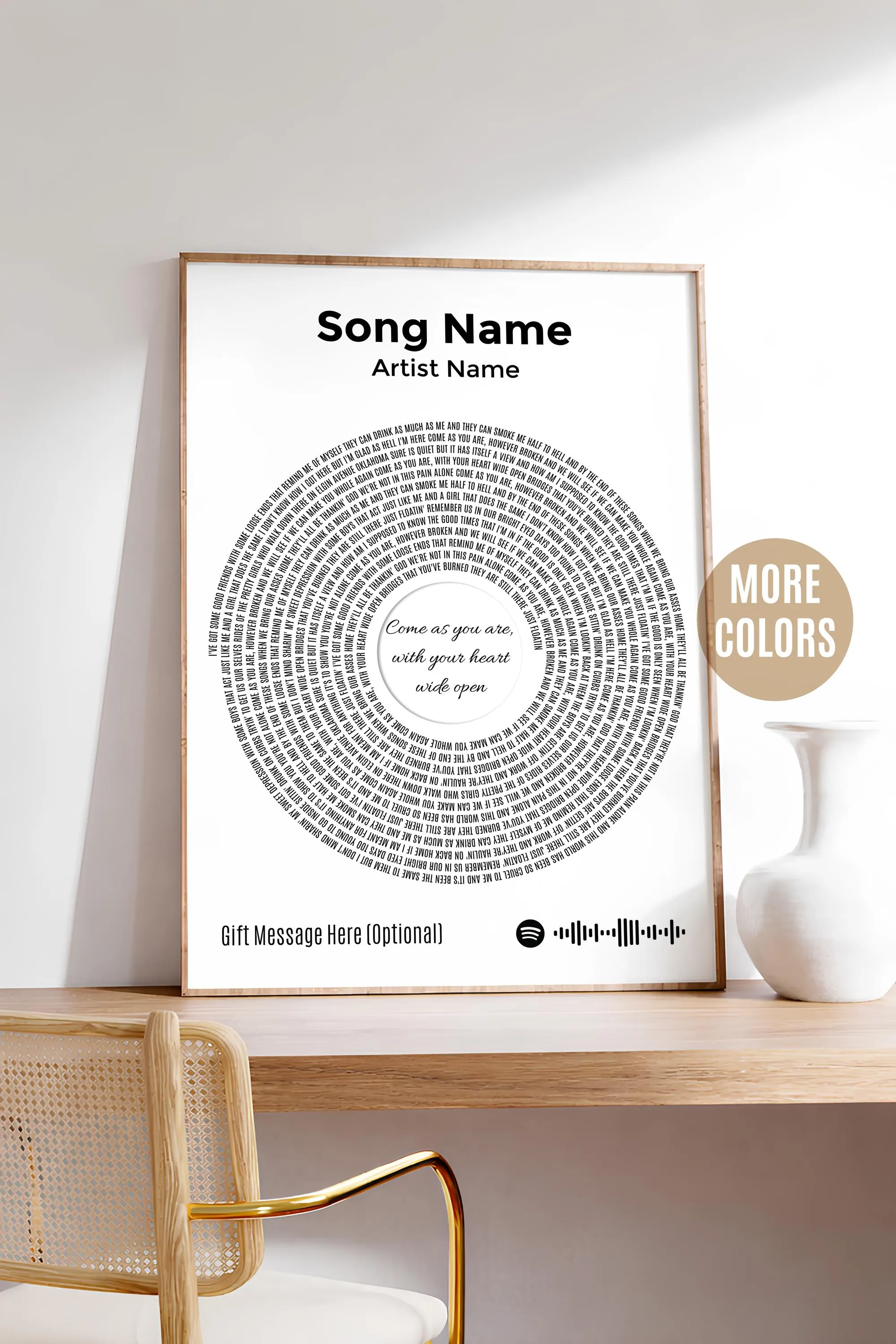 Custom Vinyl Lyrics Print, Personalised Music Poster, Customizable Music Gift, First Dance Song, Wedding Anniversary Gift, Home Decor β Calm Wall Art by Artsify - Image 1