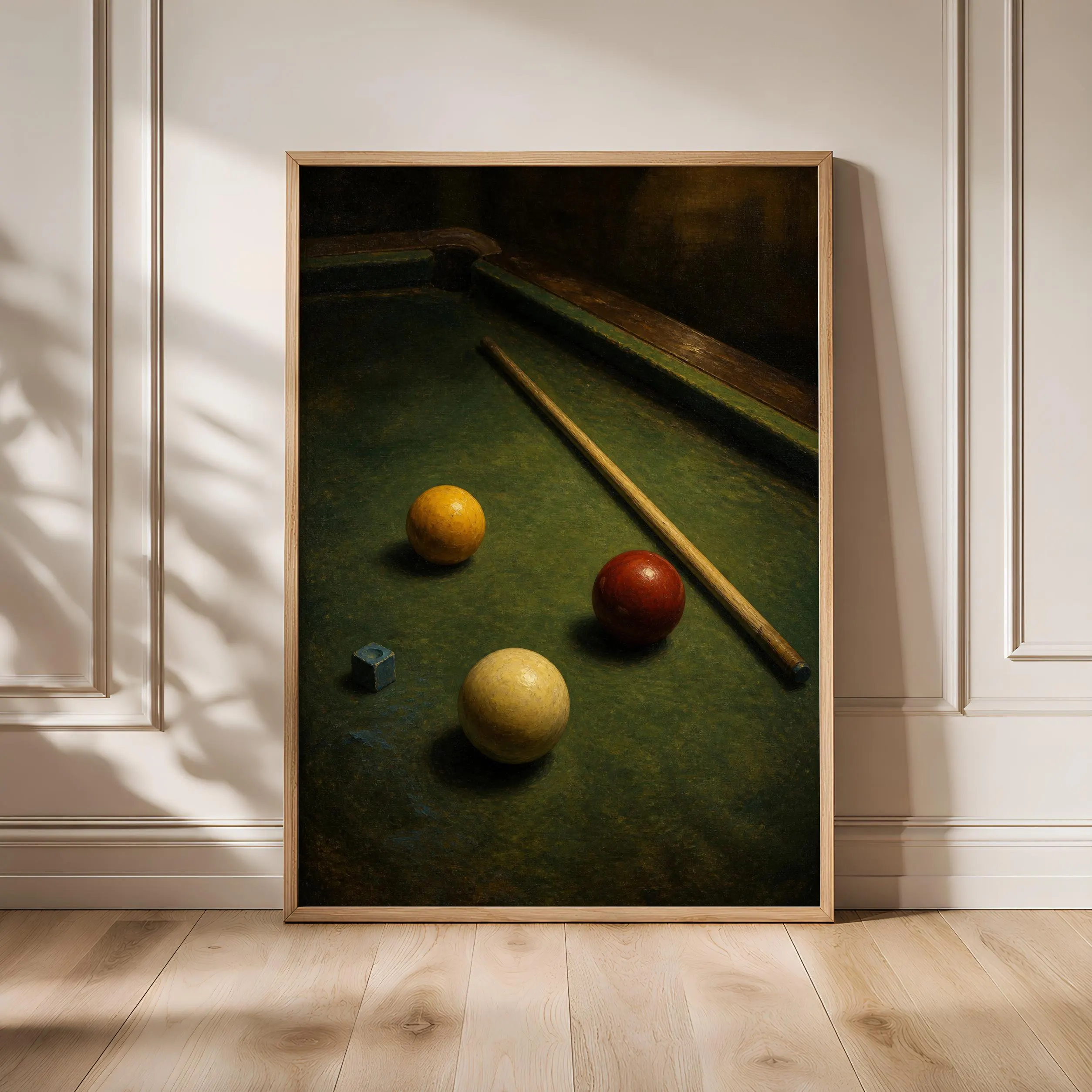 Vintage Billiards Print, Sport Still Life Wall Art, Pool Table Poster, Game Room Decor, Housewarming Gift – Calm Wall Art by Artsify - Image 1