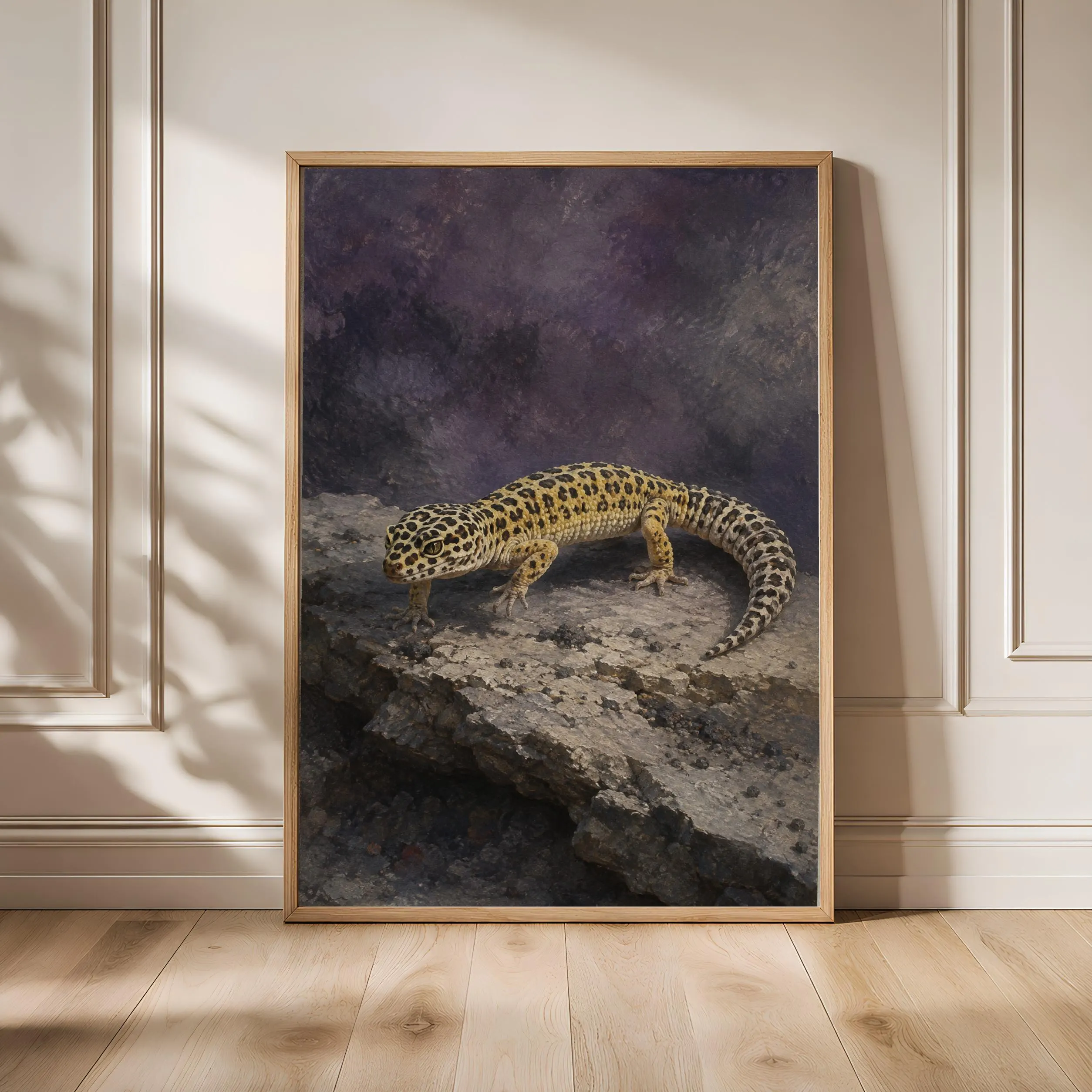 Leopard Gecko Wall Art, Crepuscular Stalking Reptile Casein Print – Calm Wall Art by Artsify - Image 1