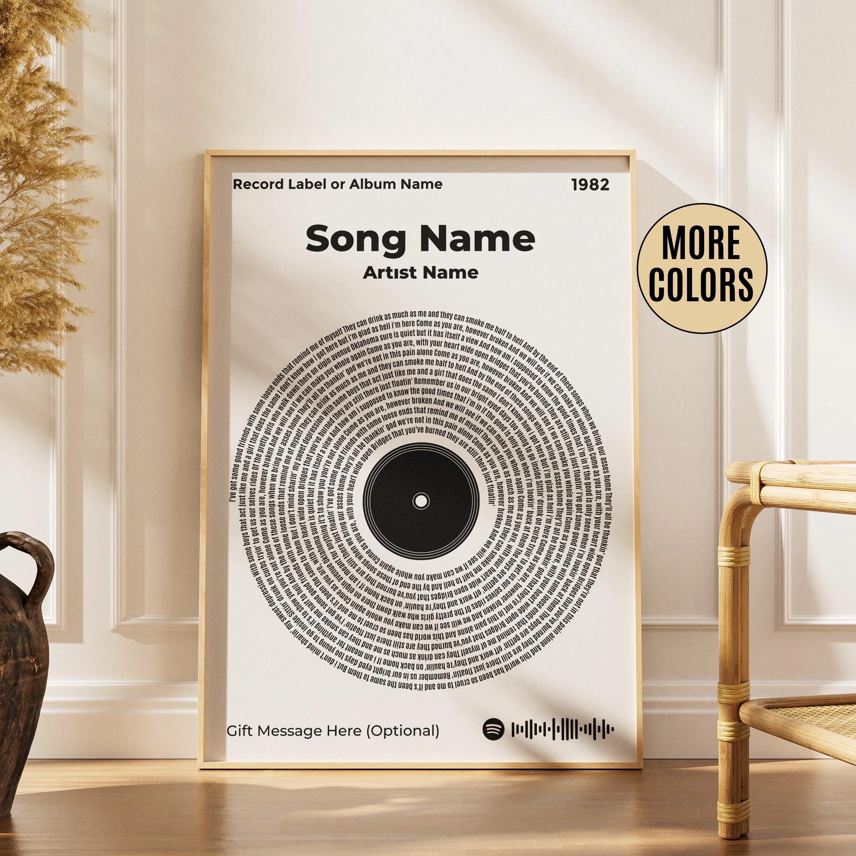 Custom Vinyl Lyrics Print, Personalised Music Poster, Customizable Music Gift, Anniversary Gift, Wedding Song Dance, Valentine's Gift β Calm Wall Art by Artsify - Image 1