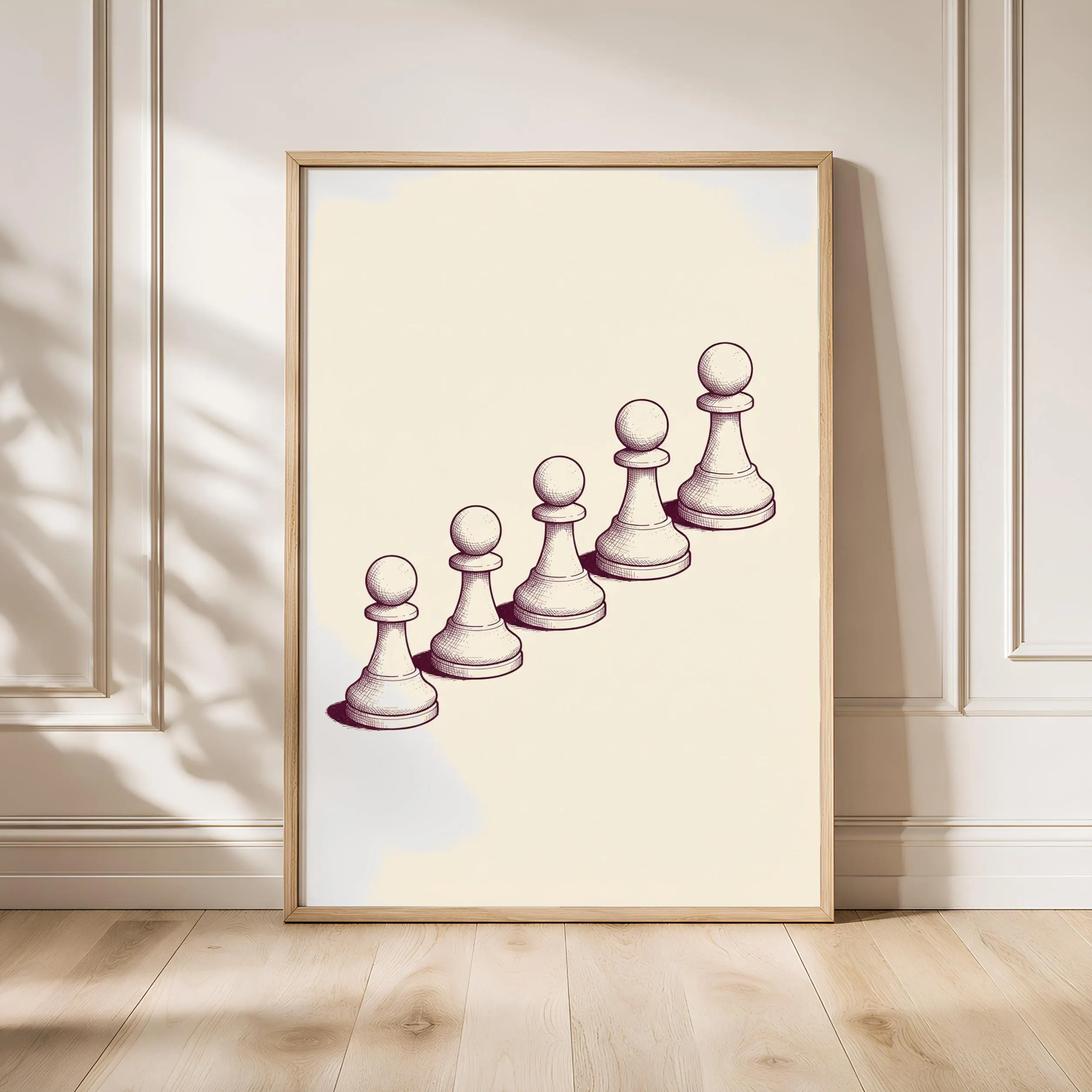 Chess Pawns Line Art Print, Ink Sketch, Game Room Poster, Study Decor, Chess Lover Gift – Calm Wall Art by Artsify - Image 1