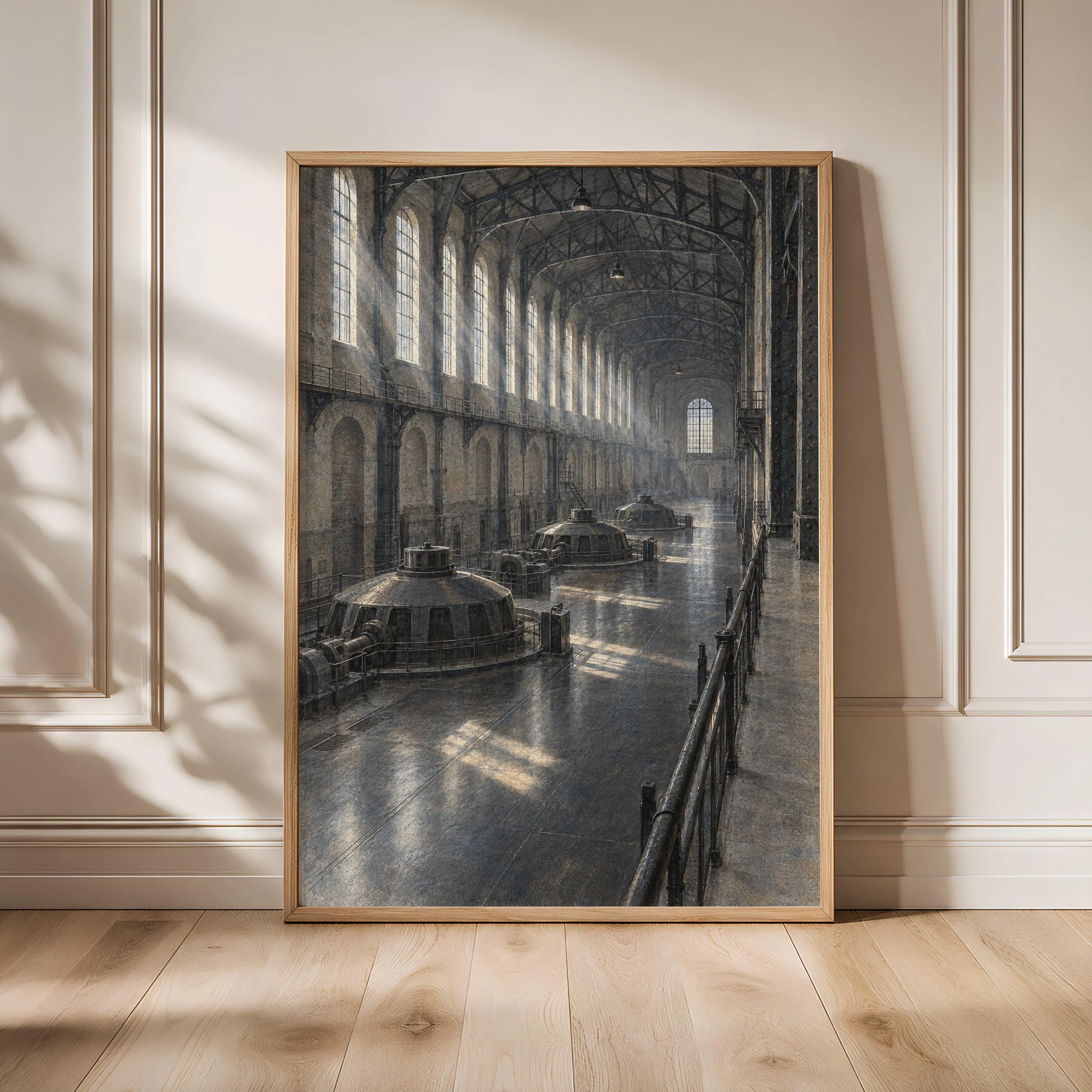 Turbine Hall Wall Art, Historic Industrial Interior Painting – Calm Wall Art by Artsify - Image 1