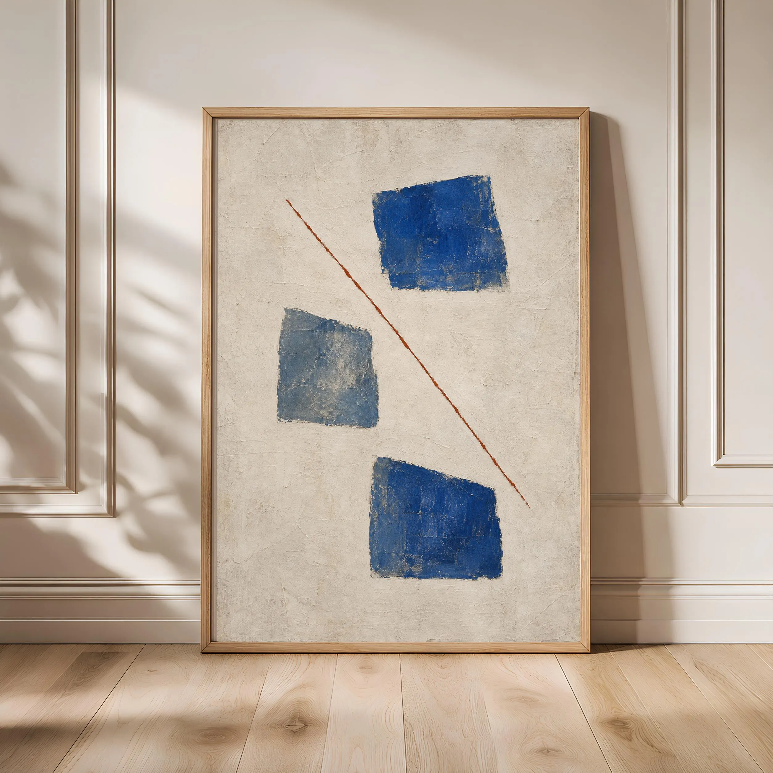 Cobalt Blocks Wall Art, Mid Century Modernist Abstract Print – Calm Wall Art by Artsify - Image 1