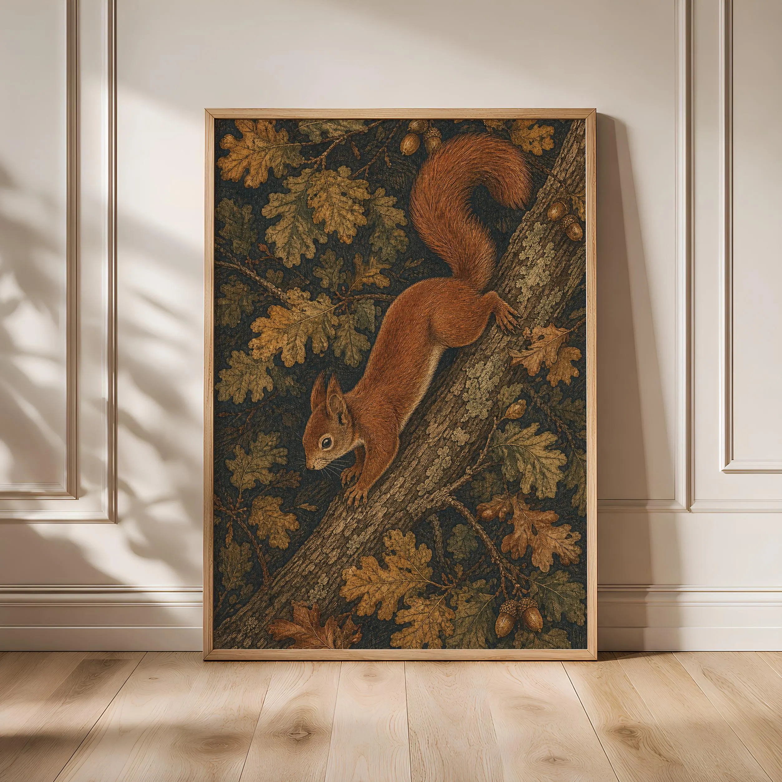 William Morris Squirrel Print, Red Squirrel Wall Art, Oak Woodland Poster, Autumn Cottagecore Decor, Housewarming Gift – Calm Wall Art by Artsify - Image 1