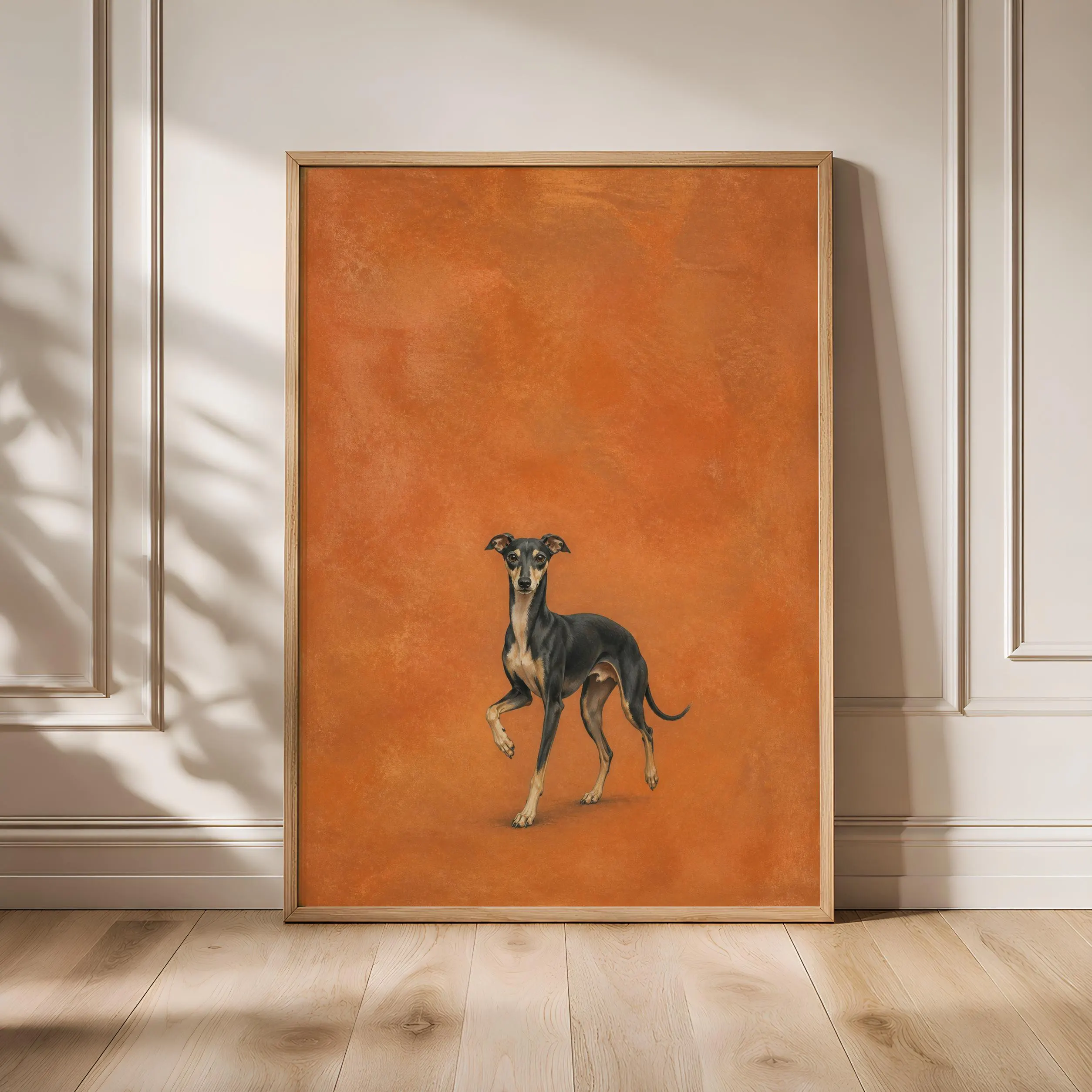 Italian Greyhound Wall Art, Apricot Tempera Dog Painting, Vintage Sighthound Print, Housewarming Gift – Calm Wall Art by Artsify - Image 1