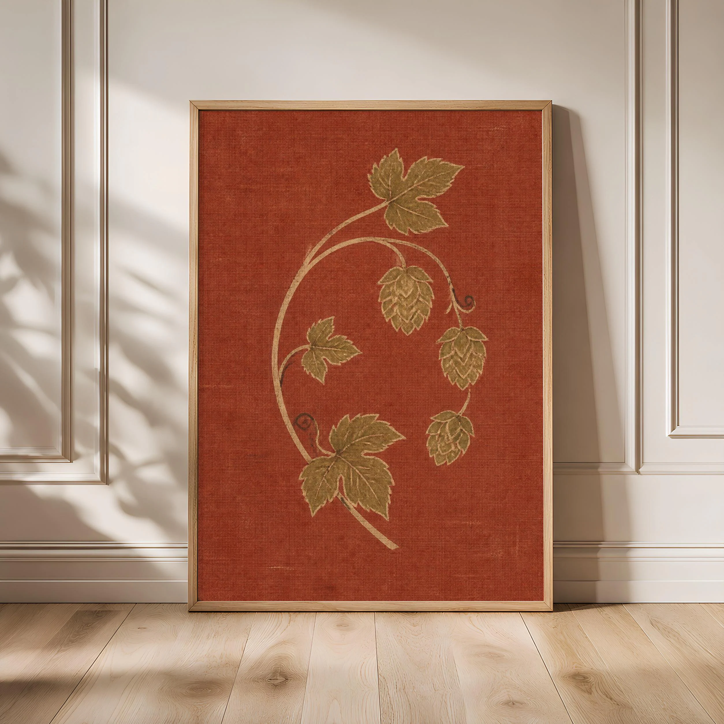 Hops Vine Wall Art, Minimalist Arts and Crafts Botanical Print, Rustic Brewery Decor – Calm Wall Art by Artsify - Image 1