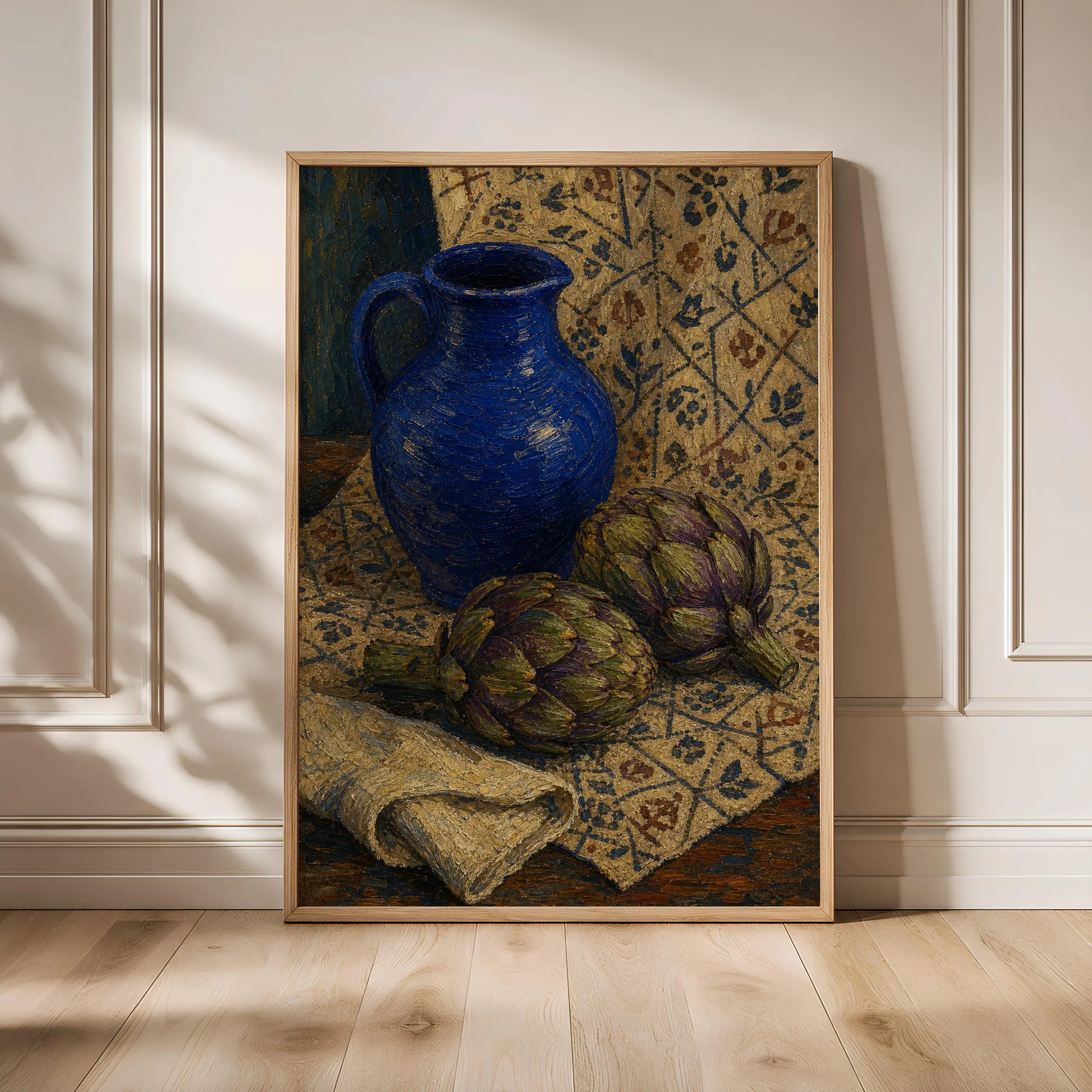 Van Gogh Style Artichoke Print, Post Impressionist Kitchen Wall Art, Blue Jug Poster, Moody Vegetable Decor, Housewarming Gift – Calm Wall Art by Artsify - Image 1