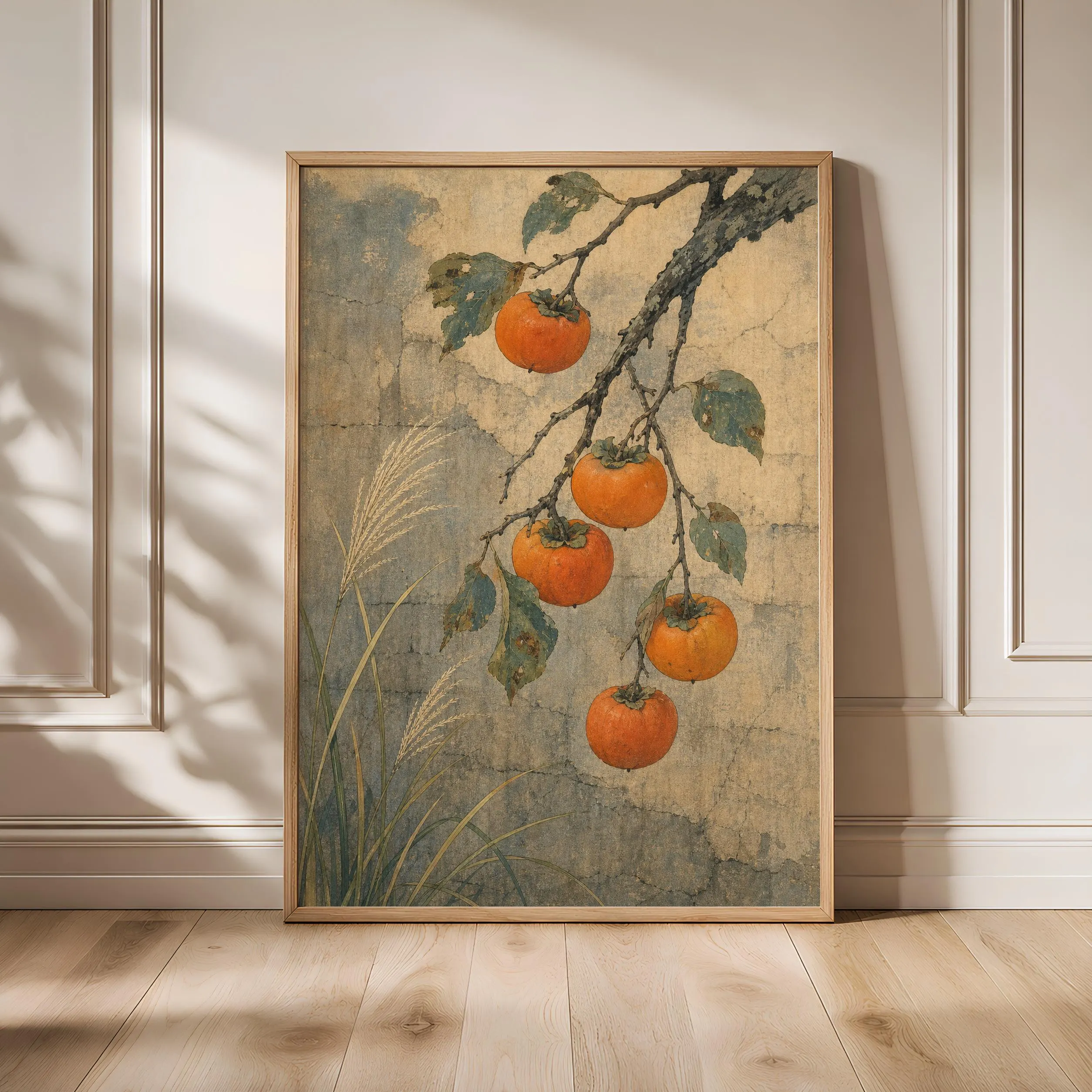 Japanese Persimmon Print, Botanical Fruit Wall Art, Wabi Sabi Kitchen Poster, Autumn Japandi Decor, Housewarming Gift – Calm Wall Art by Artsify - Image 1