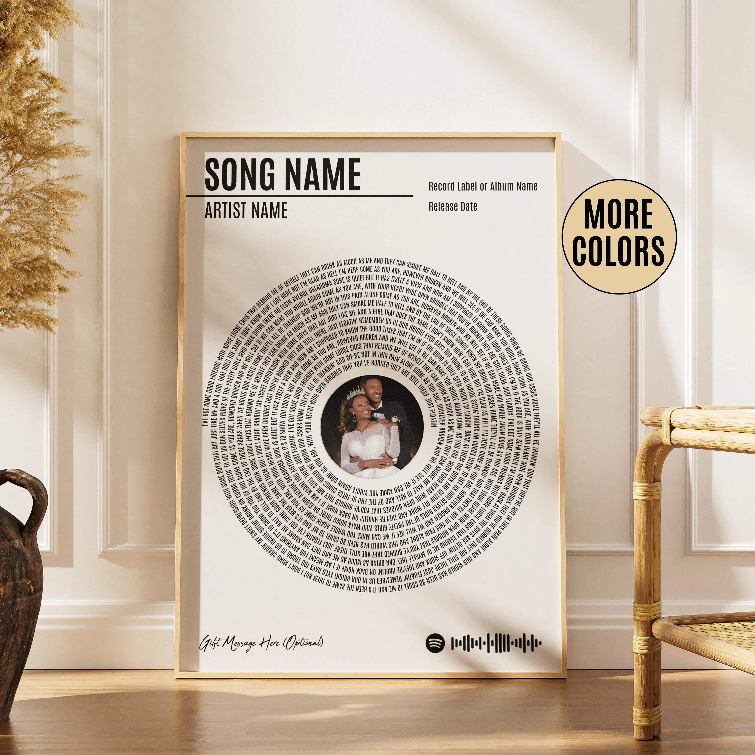 Custom Vinyl Lyrics Print, Personalised Music Poster, Customizable Music Gift, Anniversary Gift, Wedding Song Dance, Valentine's Gift β Calm Wall Art by Artsify - Image 1