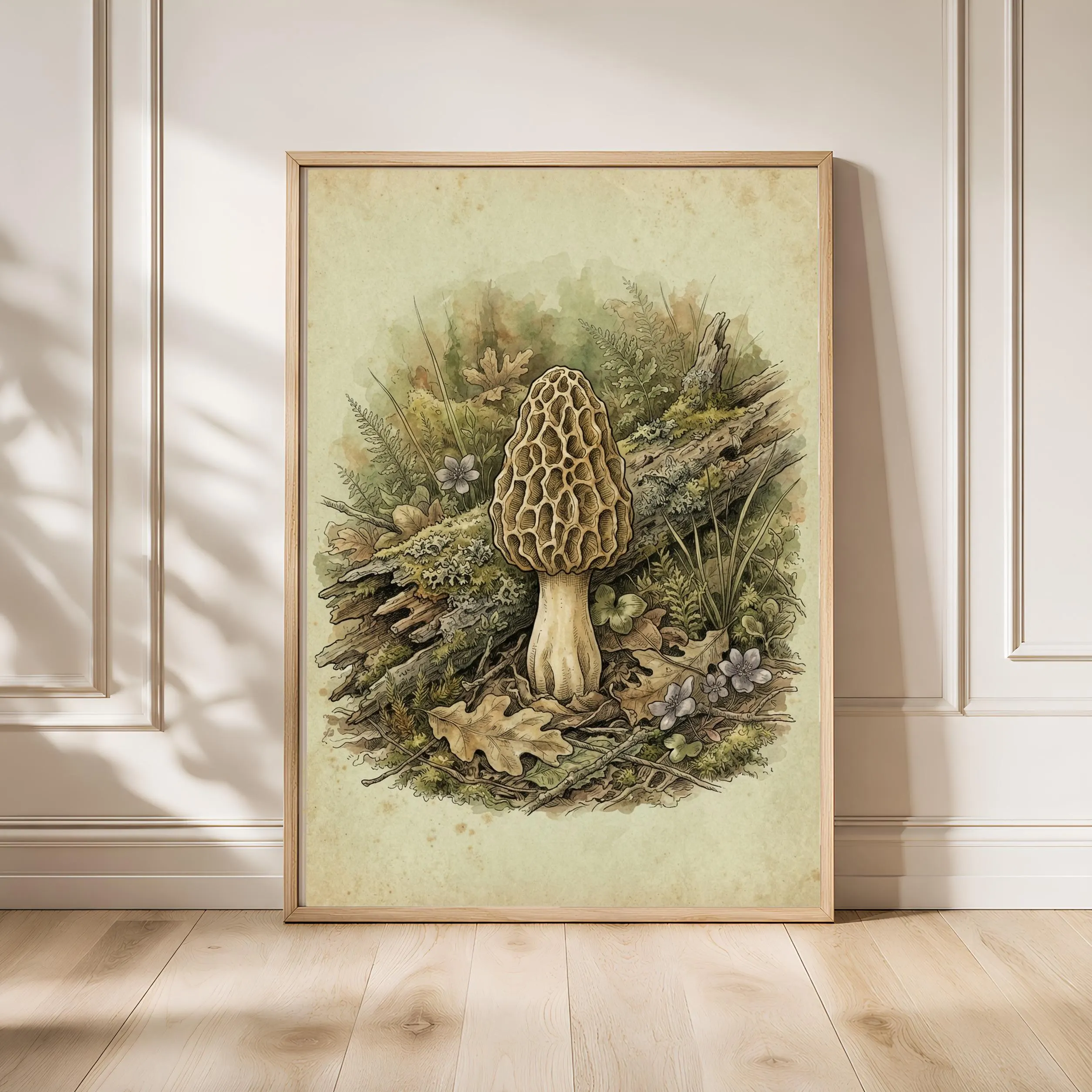 Morel Mushroom Print, Vintage Botanical Poster, Sage Wall Art, Cottagecore Decor, Housewarming Gift – Calm Wall Art by Artsify - Image 1