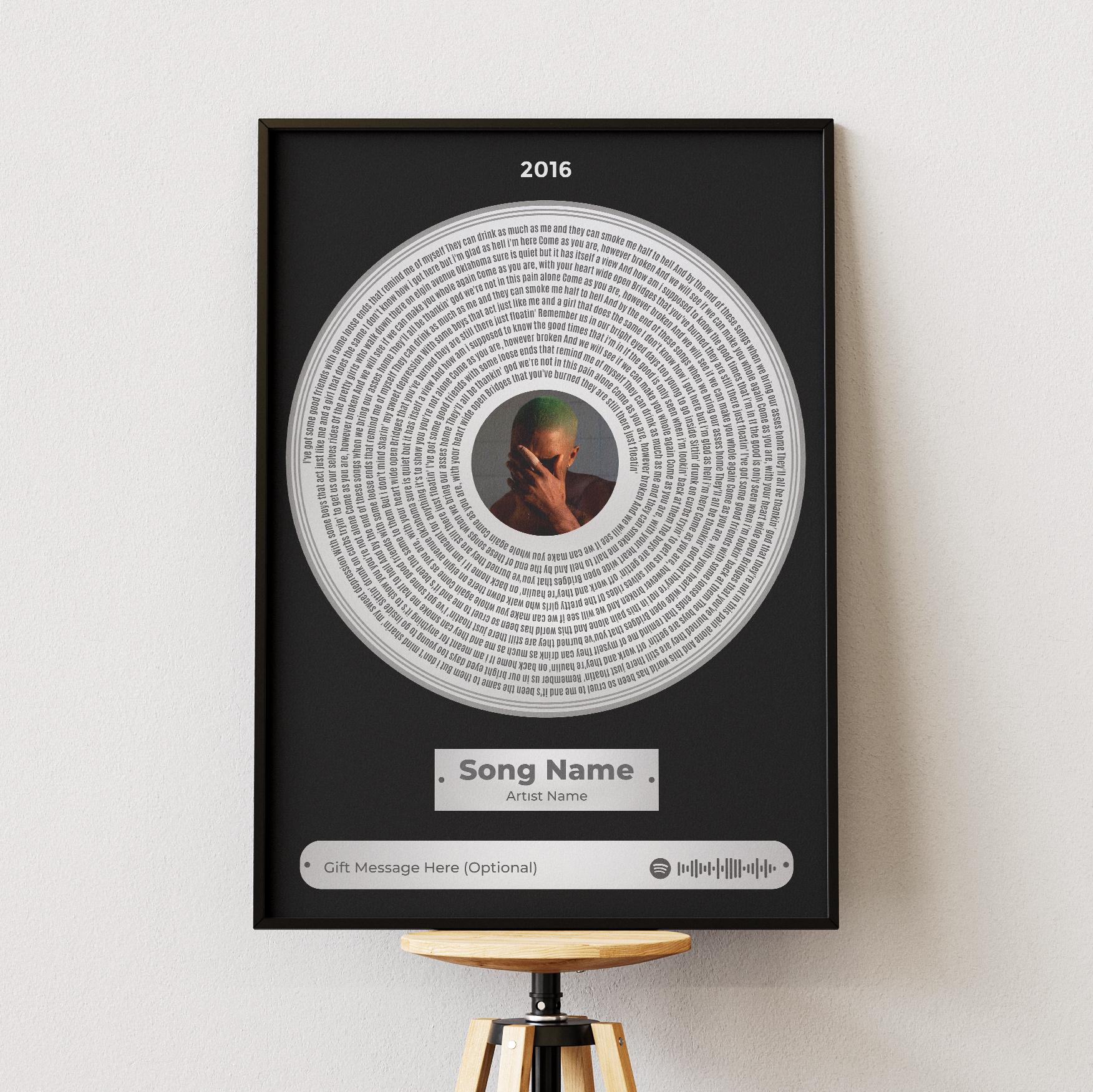 Custom Vinyl Record Song Lyrics Print, Personalized Music Gift, Modern Home - Office Decor β Calm Wall Art by Artsify