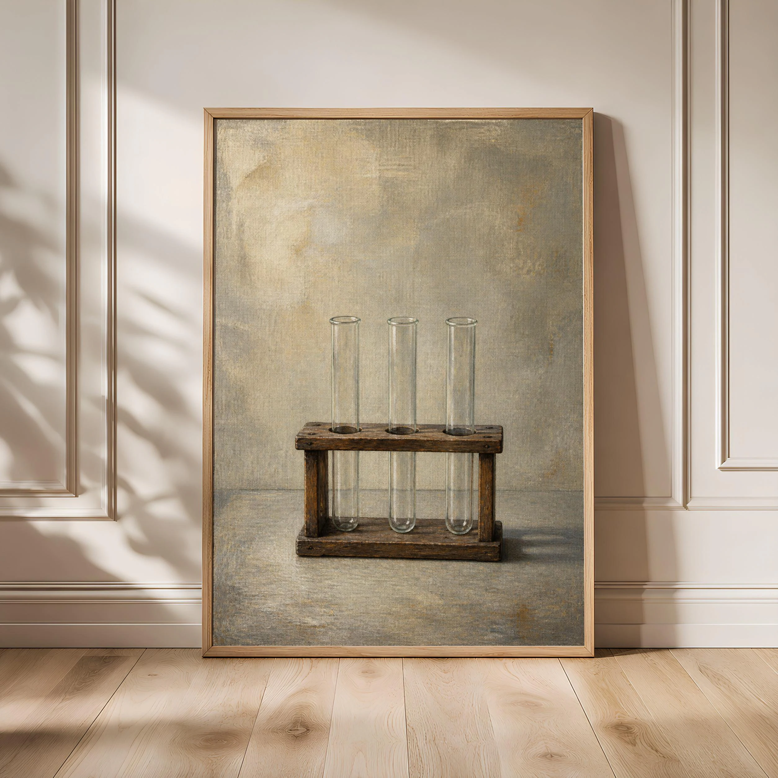 Test Tube Wall Art, Minimal Laboratory Tempera Painting Print – Calm Wall Art by Artsify - Image 1