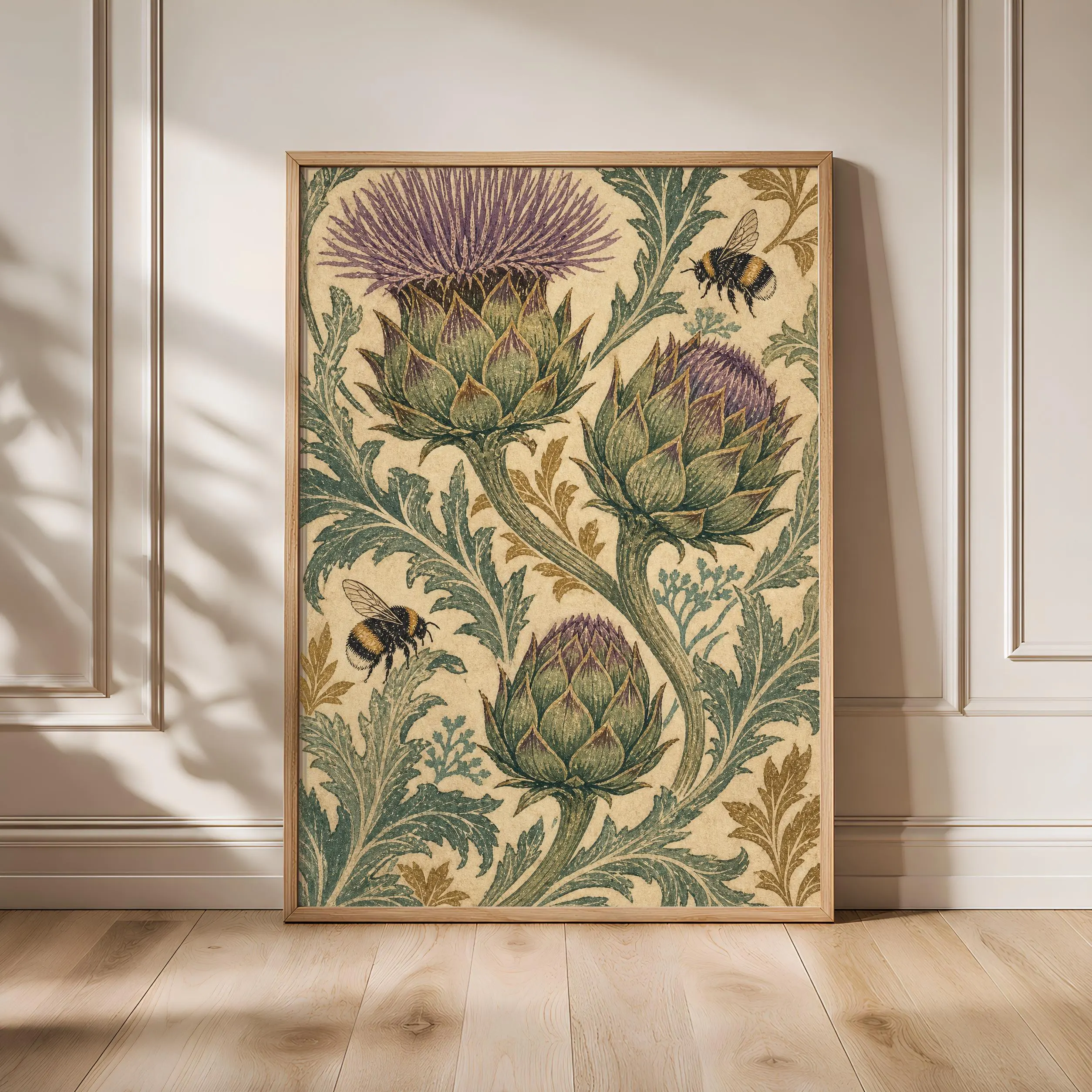 Arts and Crafts Botanical Print, William Morris Style Wall Art, Bumblebee Garden Poster, Vintage Floral Decor, Housewarming Gift – Calm Wall Art by Artsify - Image 1