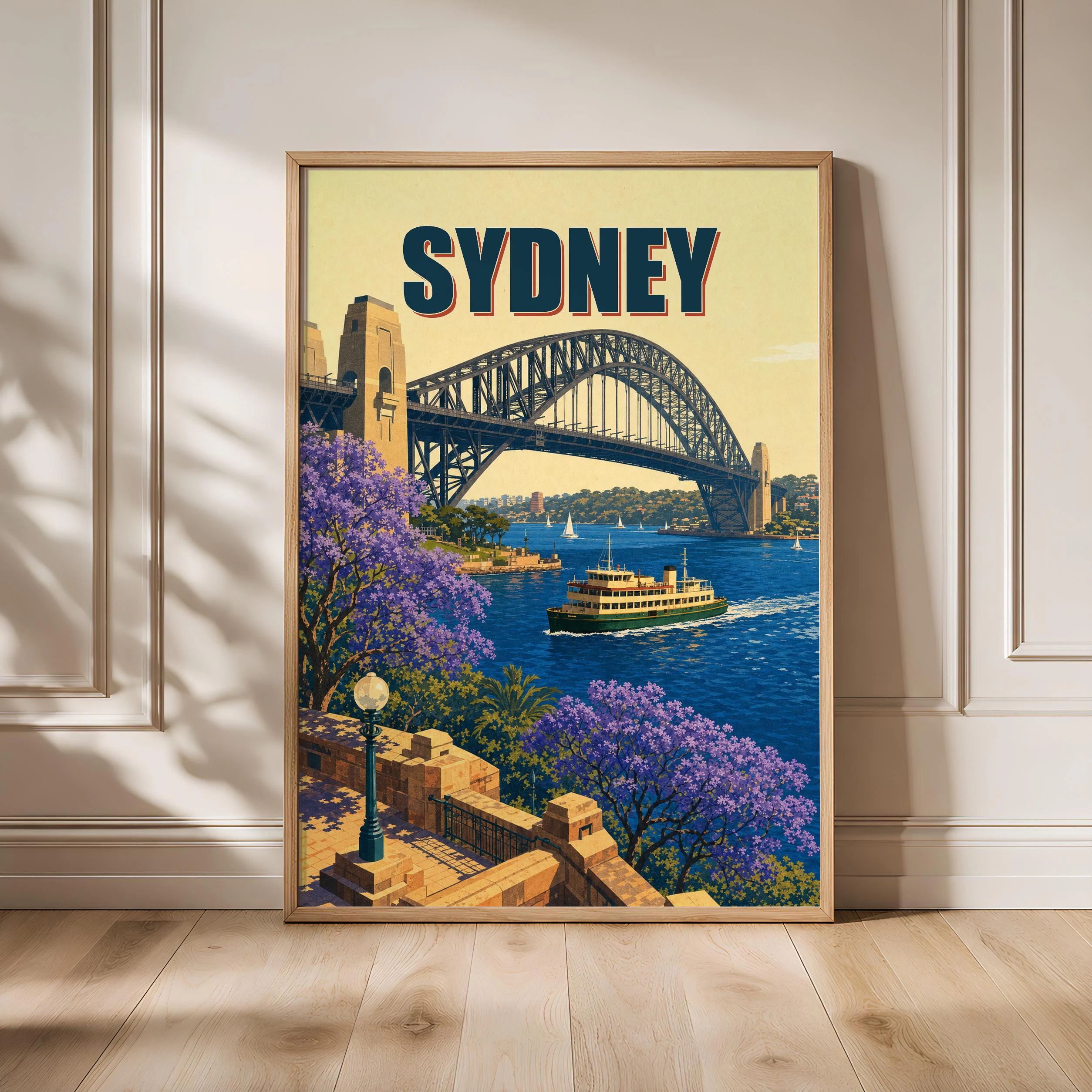 Sydney Travel Poster Print, Vintage Skyline Wall Art, Bold Typography Poster, City Name Wall Decor, Housewarming Gift – Calm Wall Art by Artsify - Image 1