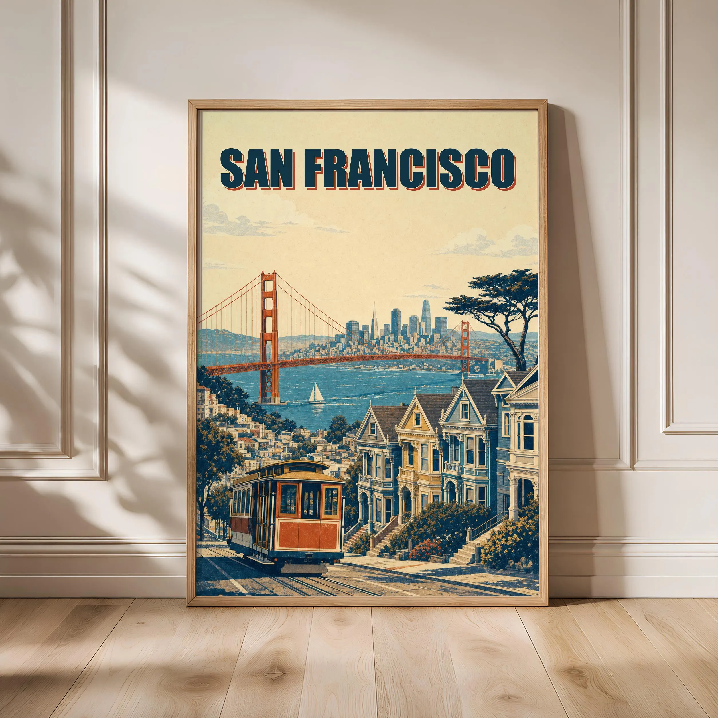 San Francisco Travel Poster Print, Vintage Skyline Wall Art, Bold Typography Poster, City Name Wall Decor, Housewarming Gift – Calm Wall Art by Artsify - Image 1