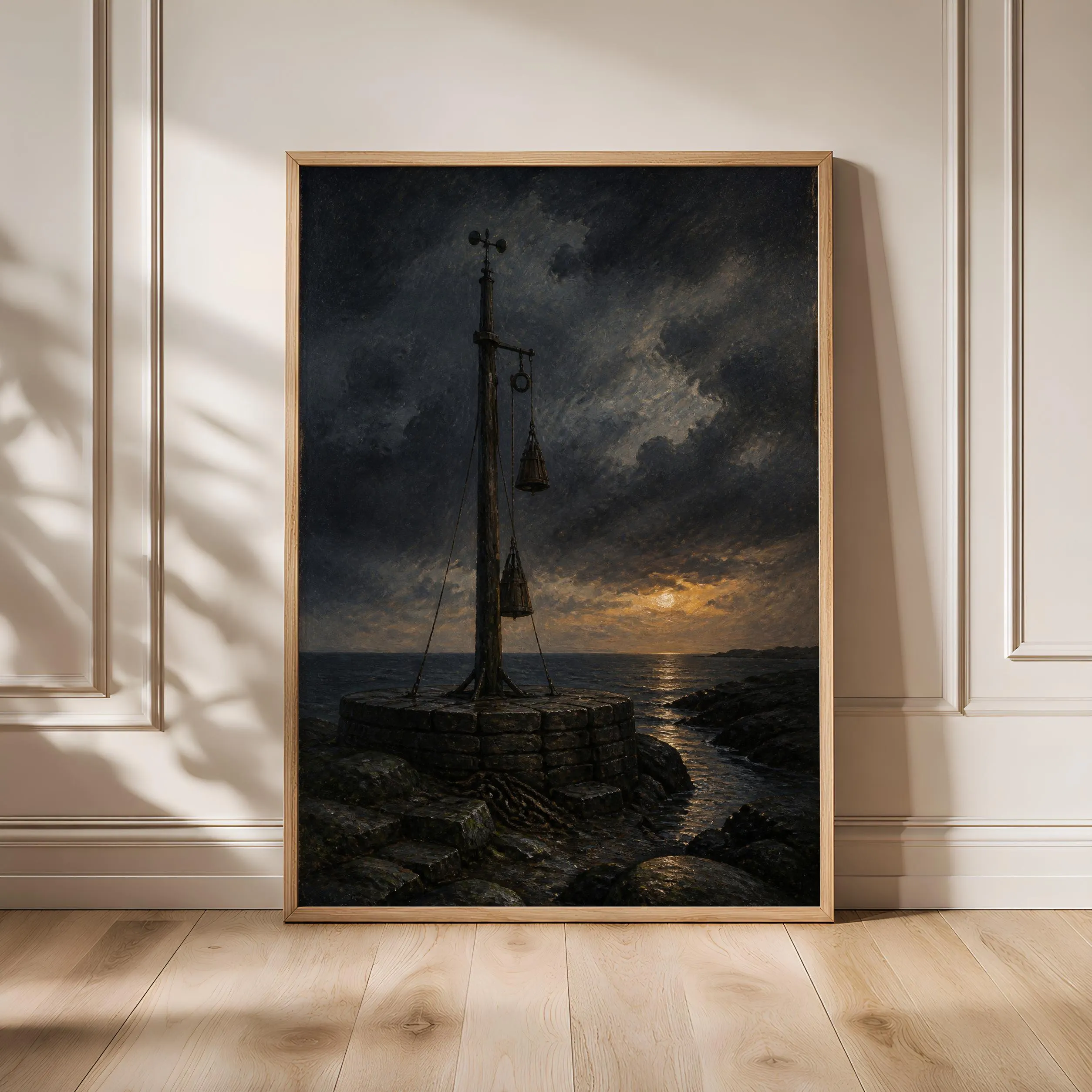 Storm Signal Mast Print, Coastal Wall Art, Vintage Nautical Poster, Moody Seascape Decor, Housewarming Gift – Calm Wall Art by Artsify - Image 1