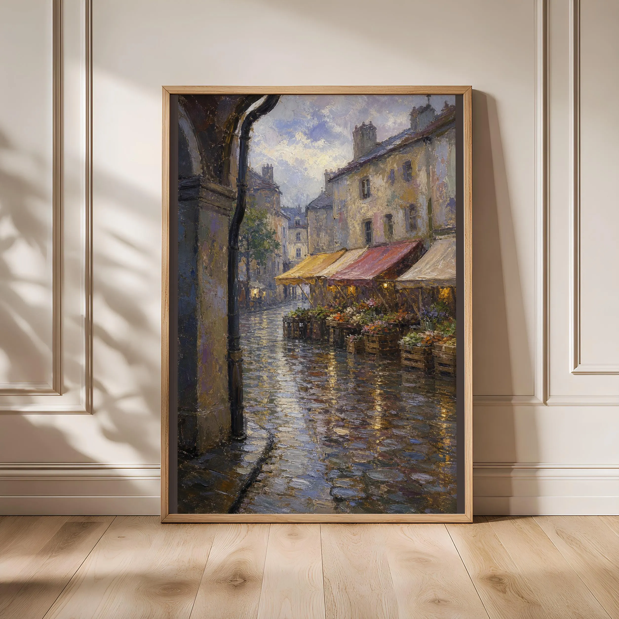 Monet Style Market Print, Impressionist Cityscape Wall Art, Rainy European Poster, Vintage Street Decor, Housewarming Gift – Calm Wall Art by Artsify - Image 1
