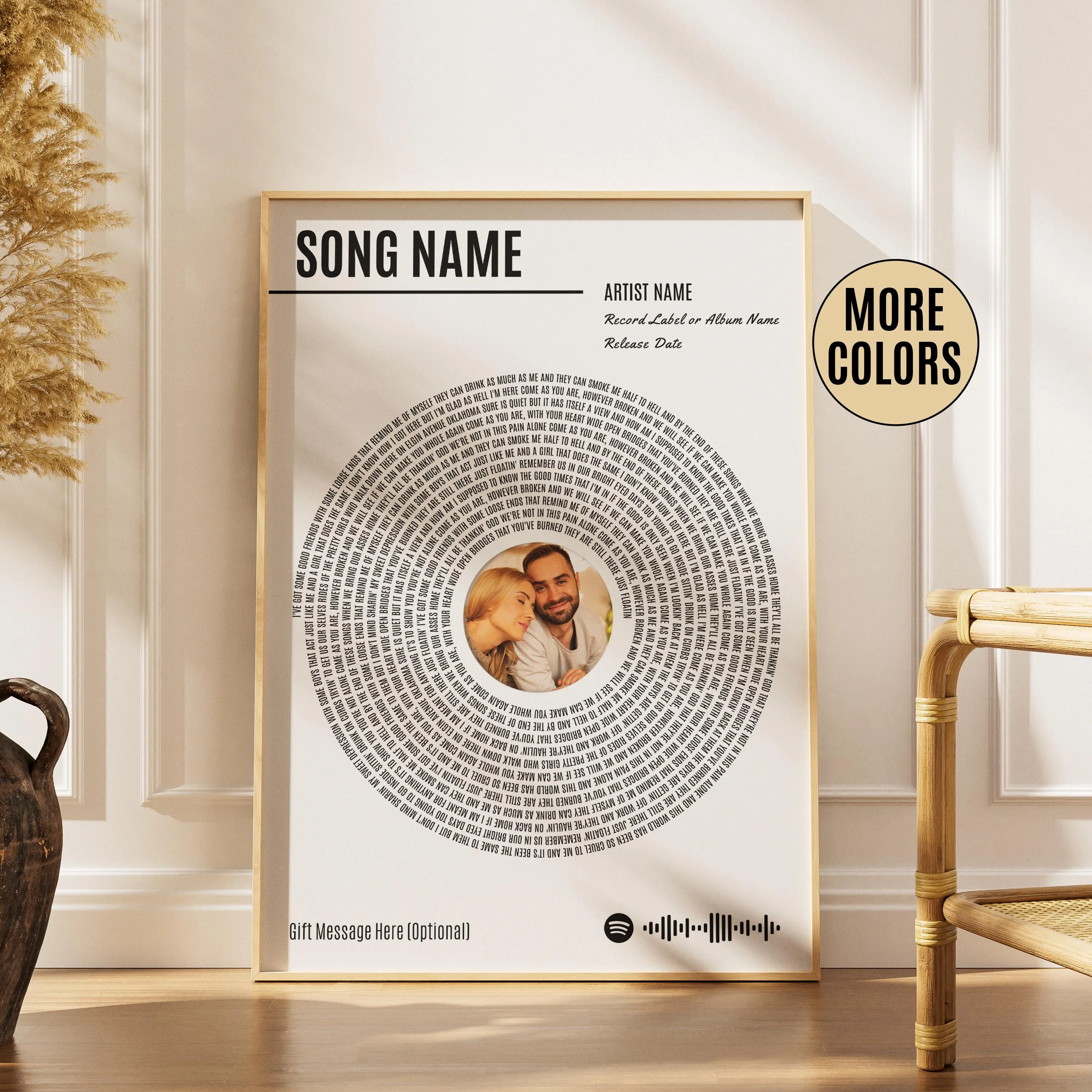 Custom Vinyl Lyrics Print, Personalised Music Poster, Customizable Music Gift, Anniversary Gift, Wedding Song Dance, Valentine's Gift β Calm Wall Art by Artsify - Image 1