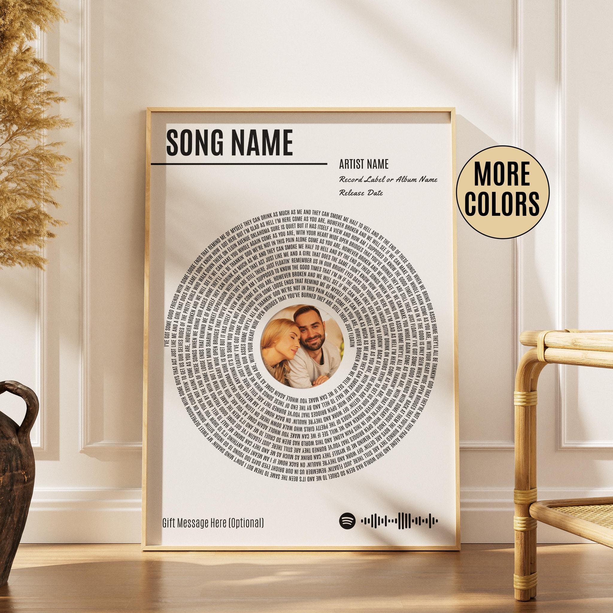 Custom Vinyl Lyrics Print, Personalised Music Poster, Customizable Music Gift, Anniversary Gift, Wedding Song Dance, Valentine's Gift β Calm Wall Art by Artsify