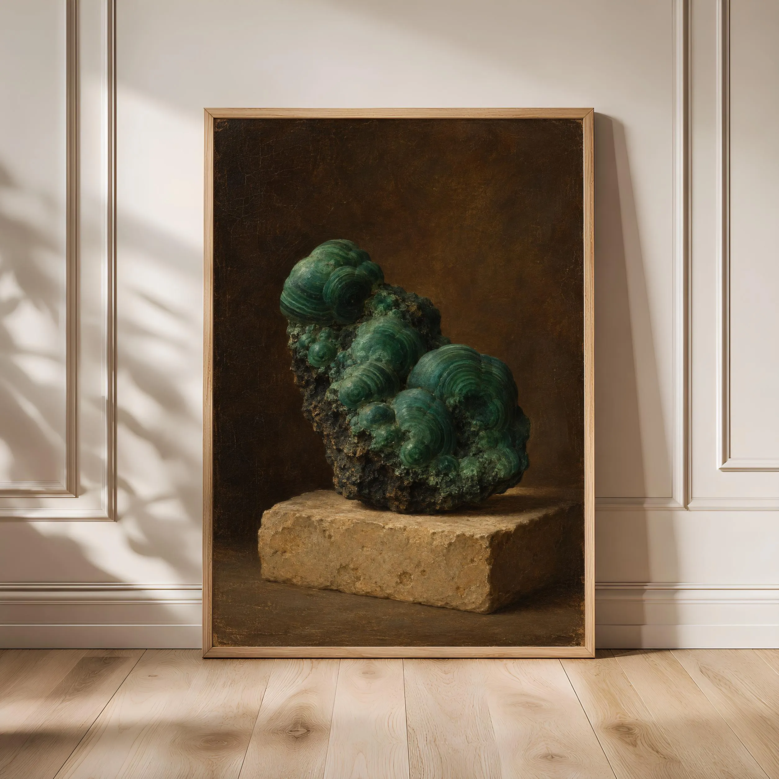 Botryoidal Malachite Specimen Wall Art, Antique Geology Cabinet Painting, Study Decor – Calm Wall Art by Artsify - Image 1