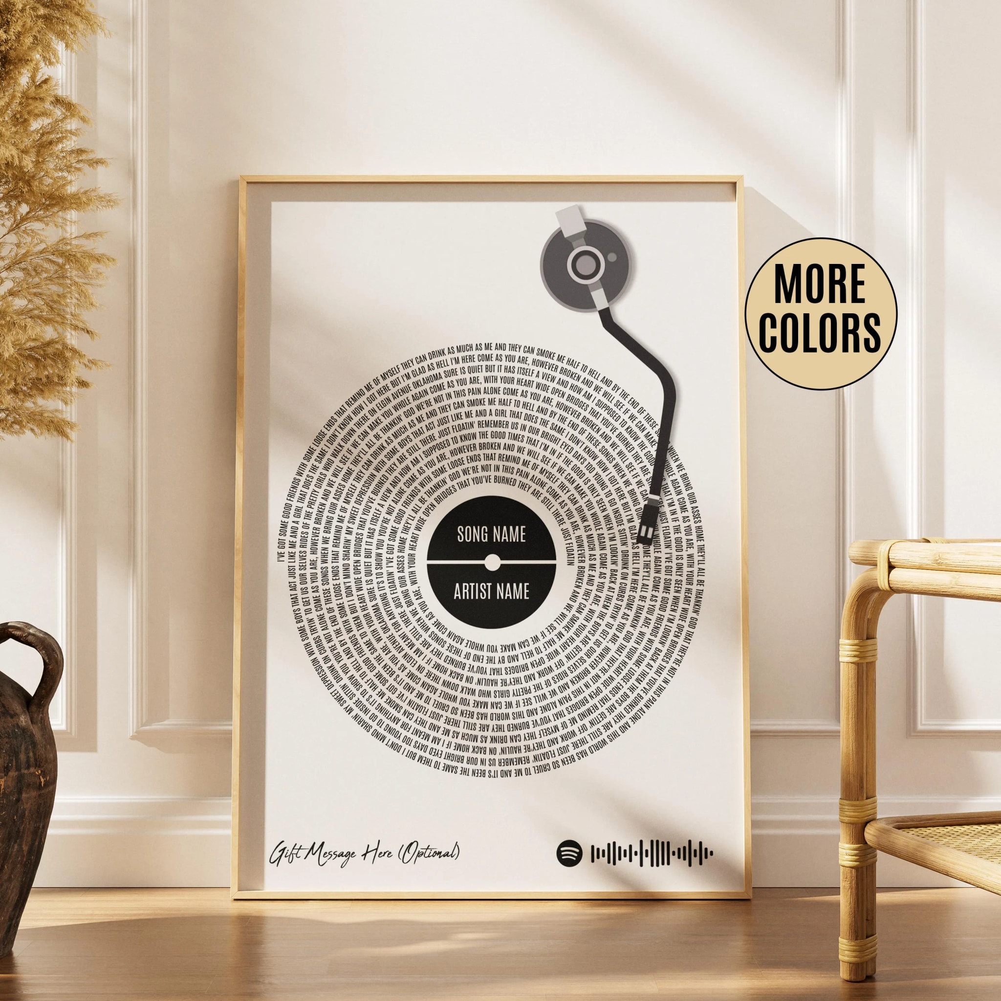 Custom Vinyl Lyrics Print, Personalised Music Poster, Customizable Music Gift, Anniversary Gift, Wedding Song Dance, Valentine's Gift β Calm Wall Art by Artsify