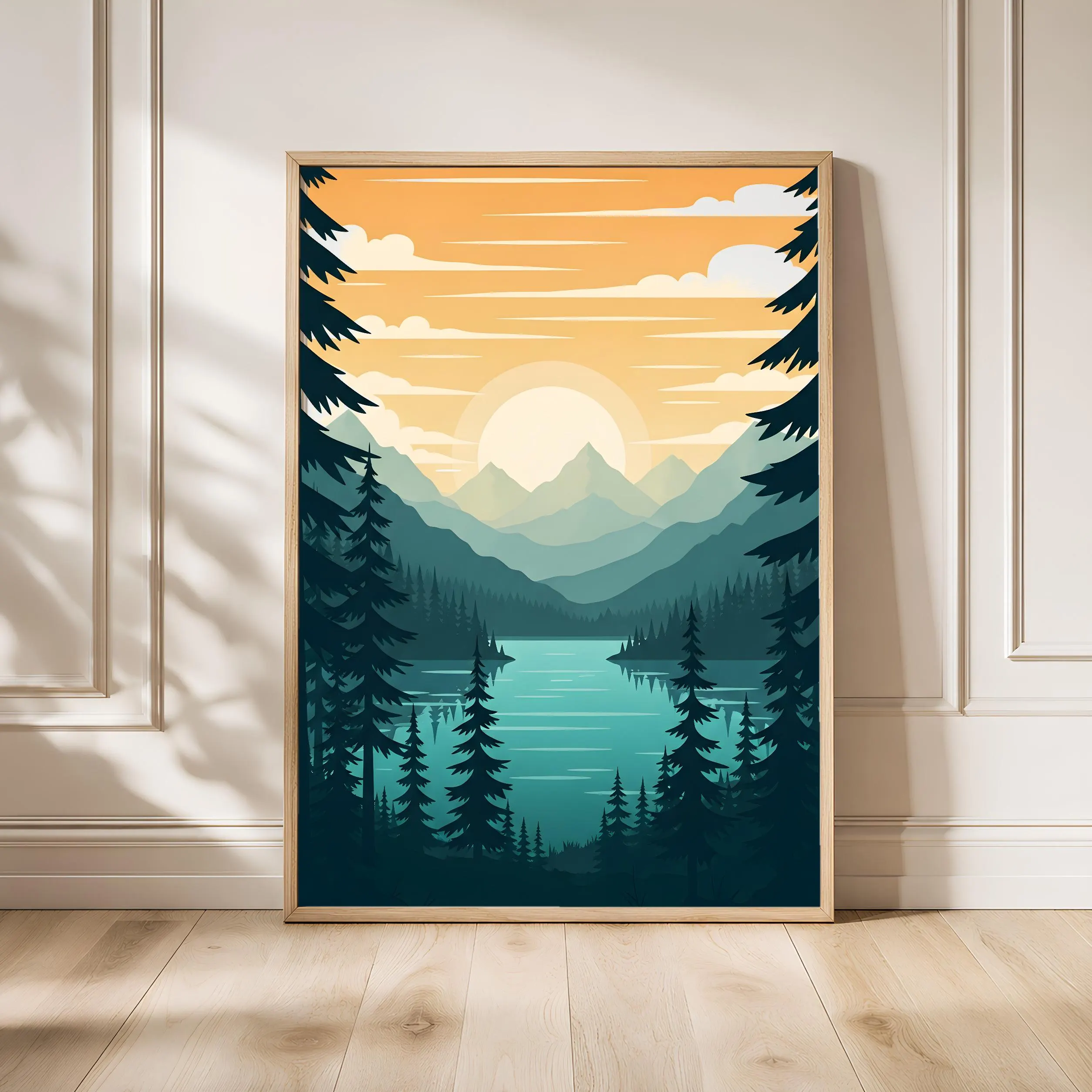 National Park Lake Poster, Vintage WPA Style Travel Print, Cabin Wall Art Decor, Unframed – Calm Wall Art by Artsify - Image 1