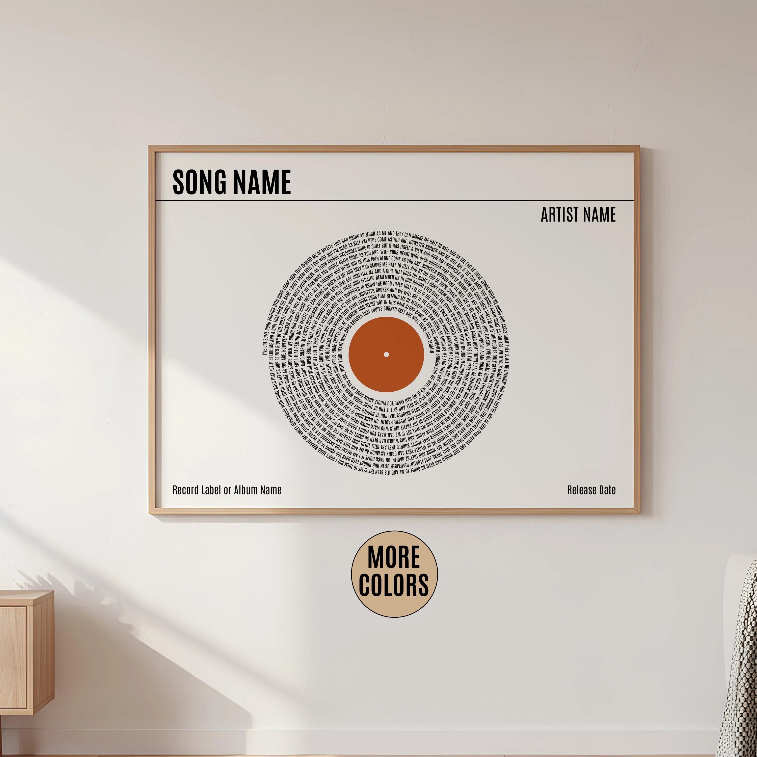 Custom Vinyl Lyrics Print, Personalised Music Poster, Customizable Music Gift, Anniversary Gift, Wedding Song Dance, Valentine's Gift β Calm Wall Art by Artsify