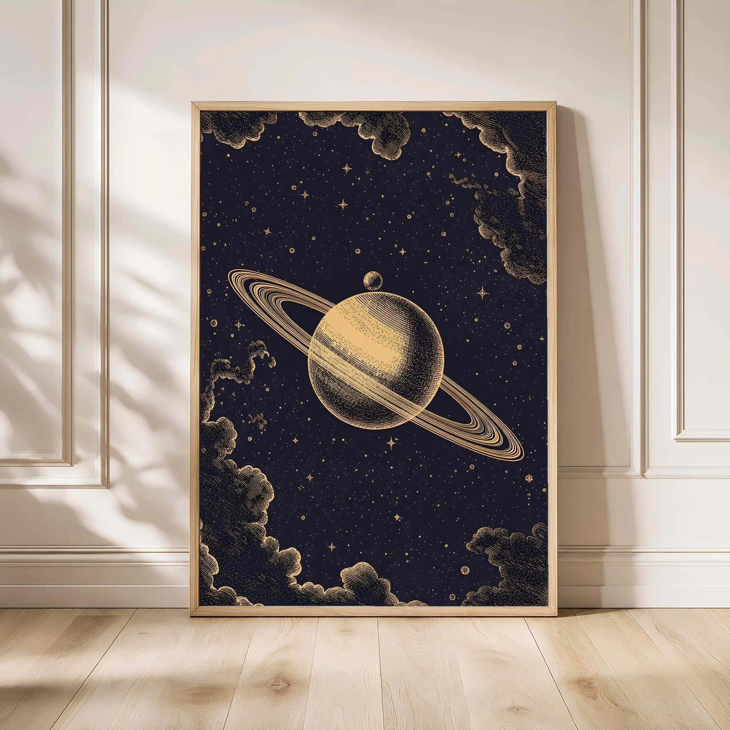 Vintage Saturn Print, Antique Astronomy Engraving Poster, Celestial Wall Art, Antique Study Decor, Housewarming Gift – Calm Wall Art by Artsify - Image 1