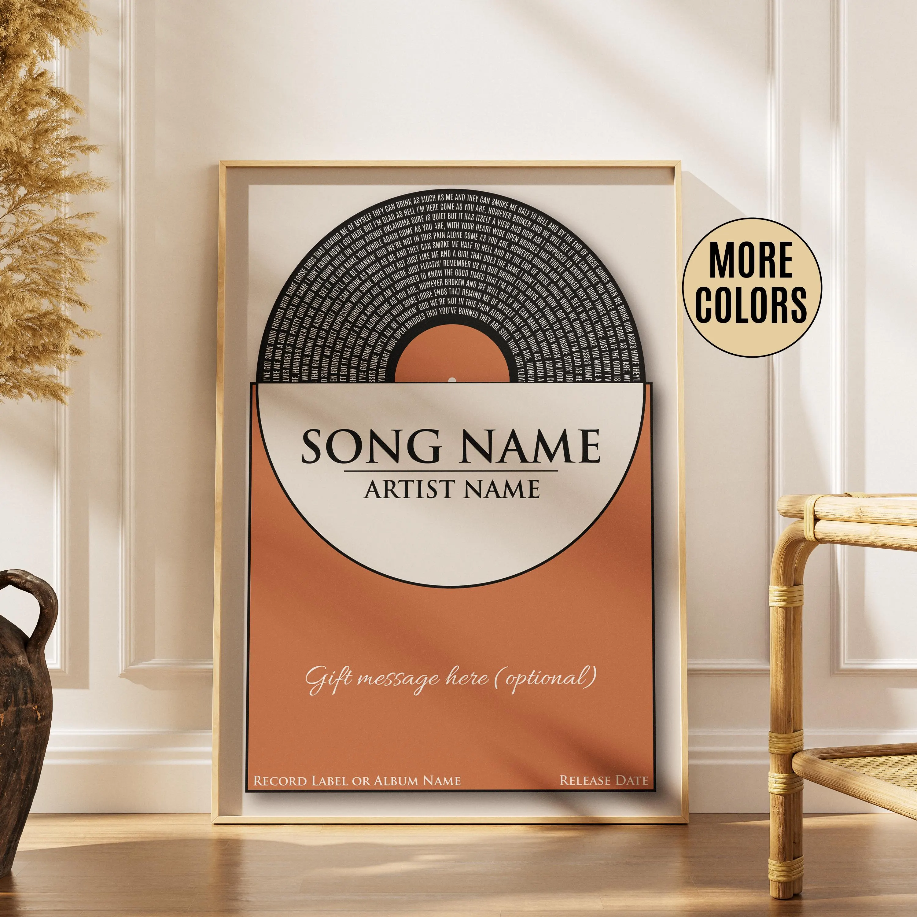 Custom Vinyl Record Lyrics Print, Personalized Music Gift, Modern Home - Office Decor β Calm Wall Art by Artsify - Image 1
