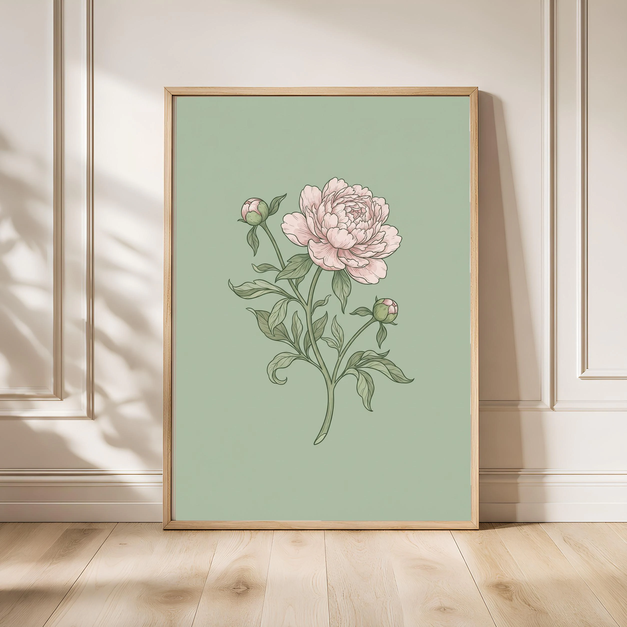 William Morris Peony Print, Arts and Crafts Botanical Line Art, Minimal Flower Poster, Bedroom Decor, Housewarming Gift – Calm Wall Art by Artsify - Image 1