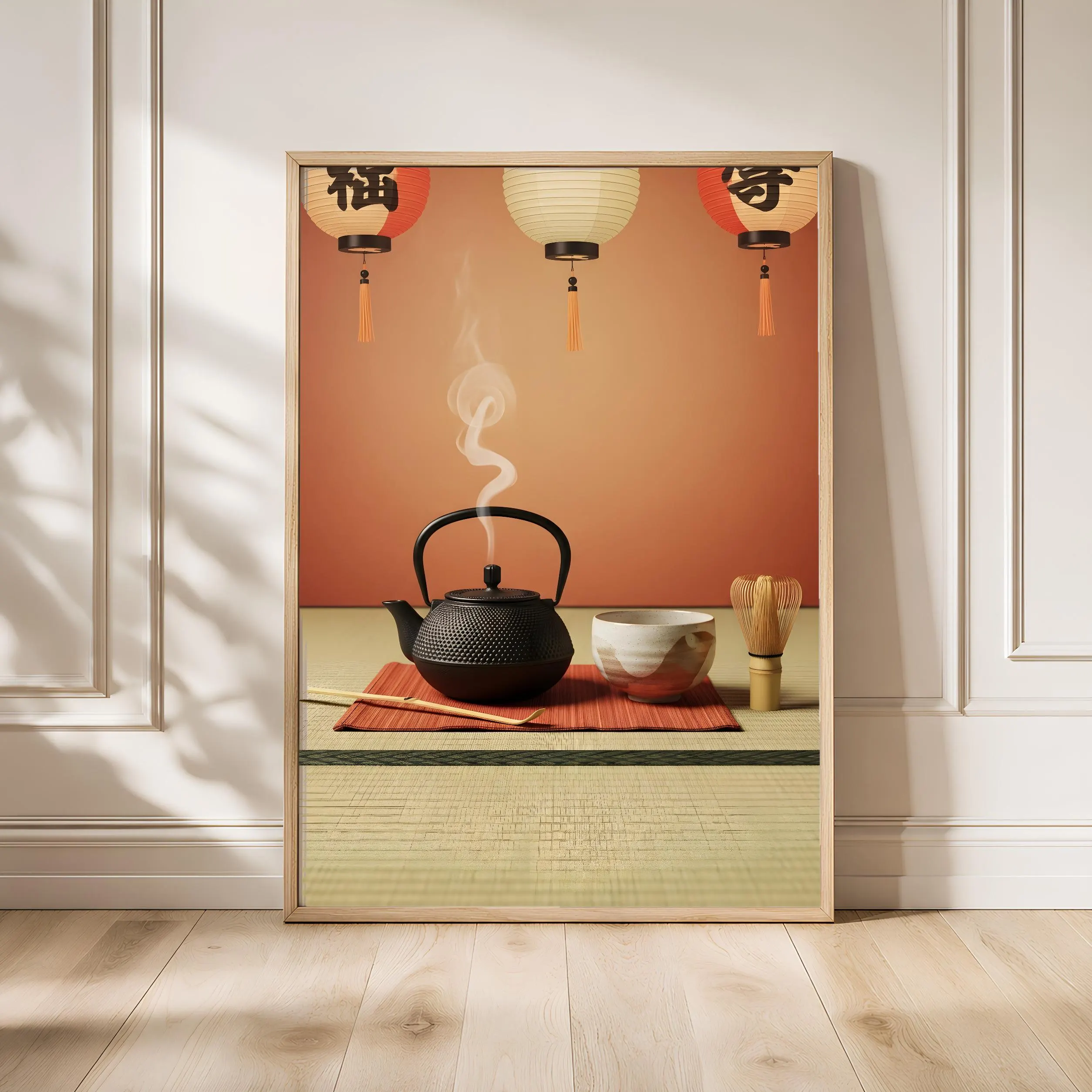 Japanese Tea Print, Zen Tea Ceremony Poster, Teapot Still Life Wall Art, Kitchen Dining Decor, Housewarming Gift – Calm Wall Art by Artsify - Image 1