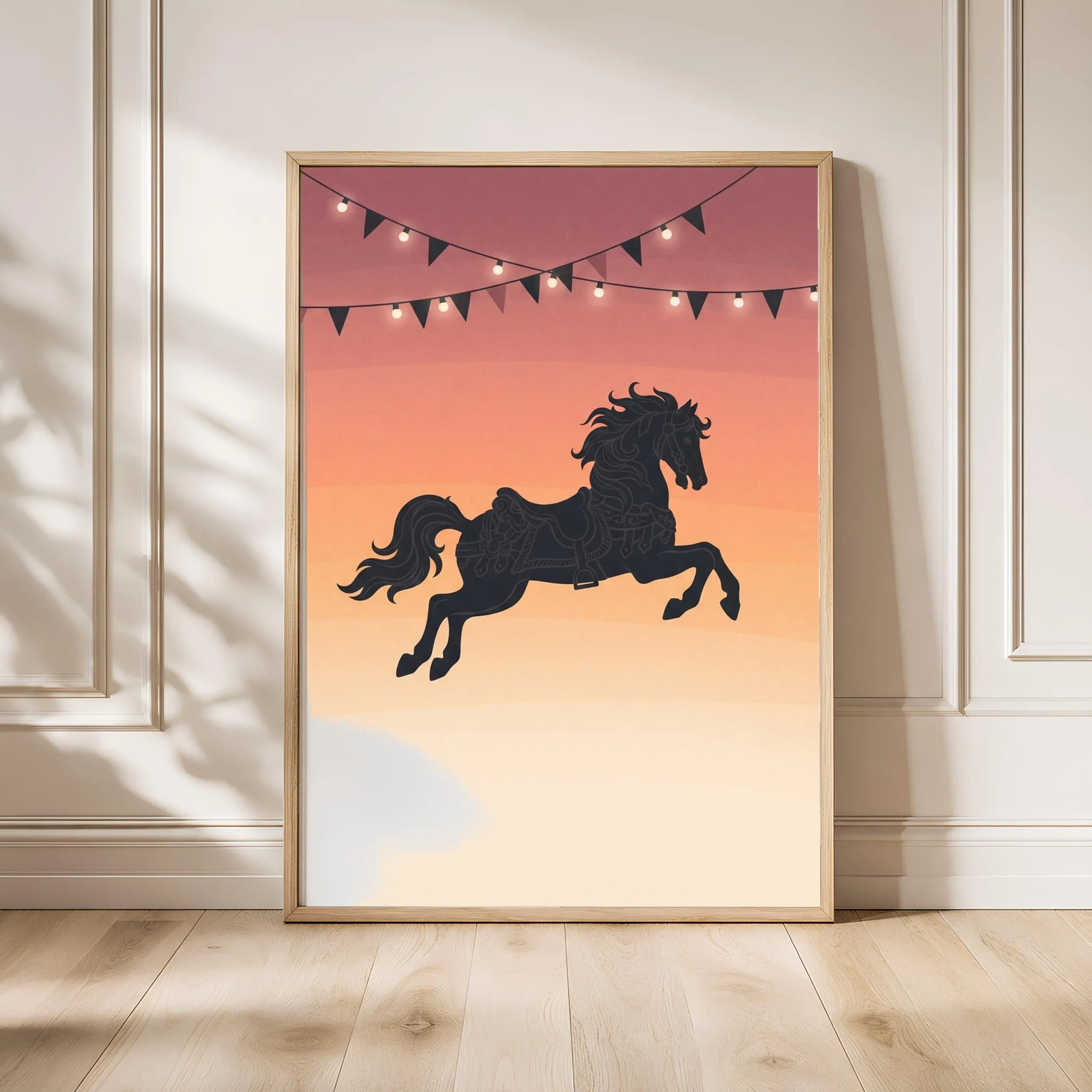 Circus Carousel Horse Print, Retro Big Top Poster, Dusty Rose Wall Art, Playroom Decor, Housewarming Gift – Calm Wall Art by Artsify - Image 1