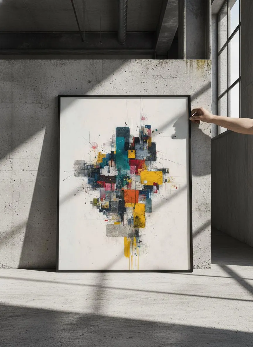 Modern Geometric Abstract Art Print, Colorful Office Decor – Calm Wall Art by Artsify - Image 1