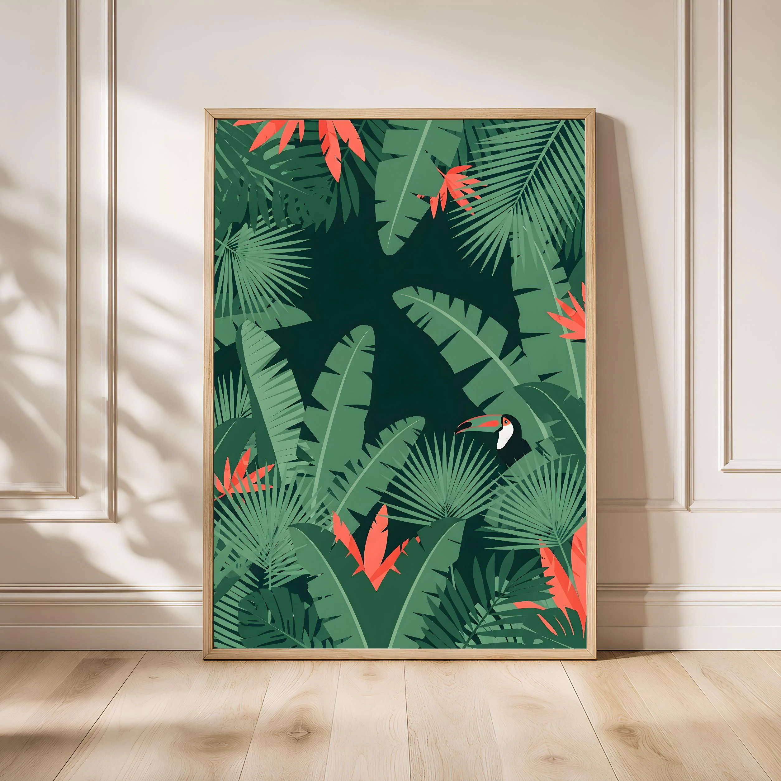 Tropical Jungle Print, Botanical Leaves Poster, Exotic Green Wall Art, Modern Tropical Home Decor, Housewarming Gift – Calm Wall Art by Artsify - Image 1