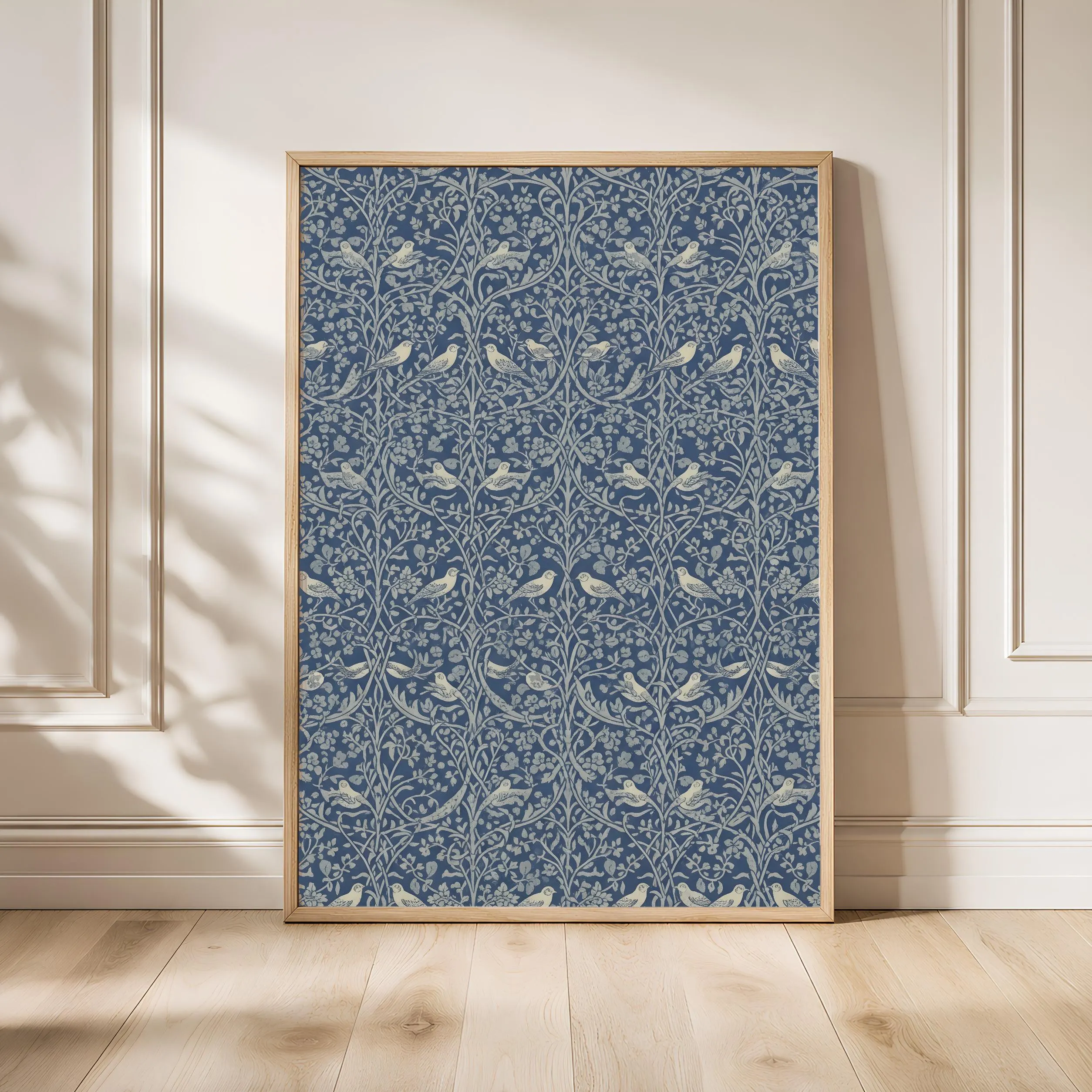 William Morris Style Print, Arts and Crafts Willow Poster, Indigo Bird Wall Art, Living Room Decor, Housewarming Gift – Calm Wall Art by Artsify - Image 1