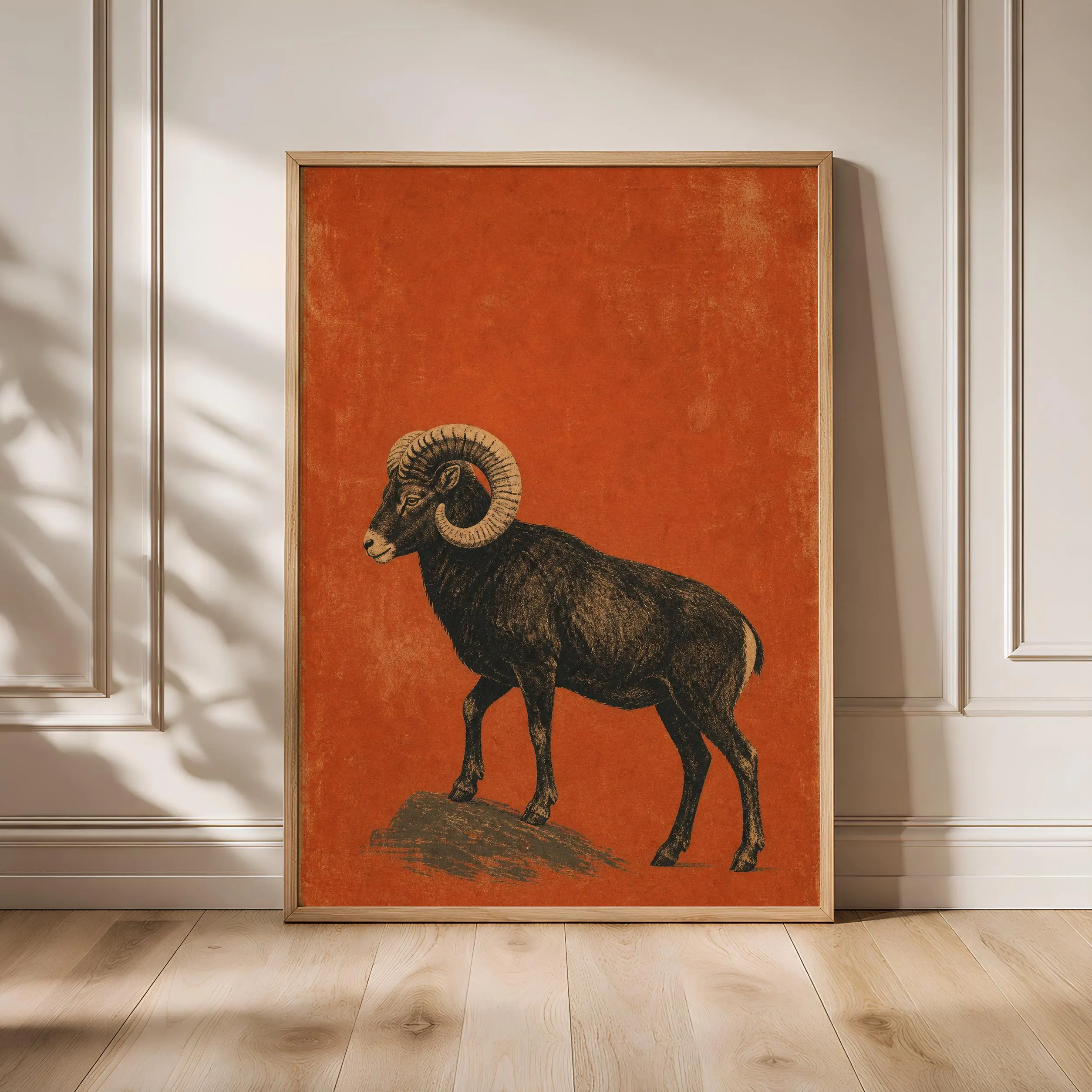 Vintage Ram Poster Print, Mountain Sheep Wall Art, Terracotta Animal Decor, Mid Century Lodge Art, Housewarming Gift – Calm Wall Art by Artsify - Image 1