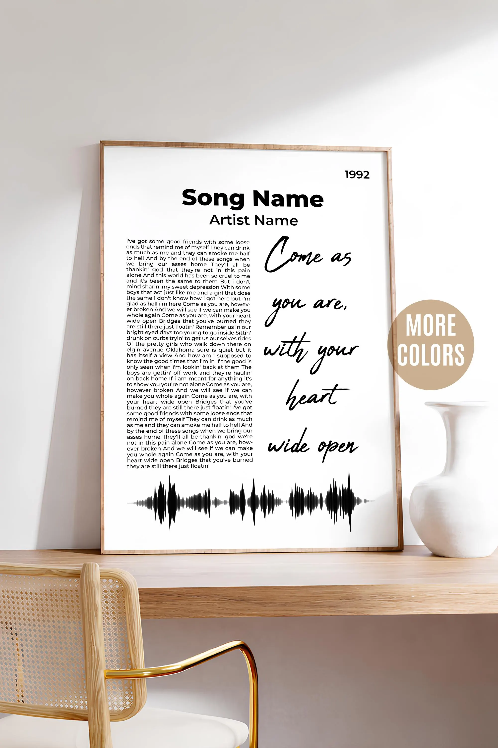 Custom Song Lyrics Print, Personalized Music Poster with Soundwave, First Dance Song Gift, Anniversary Wedding Gift, Office Decor, Wall Art โ Calm Wall Art by Artsify - Image 1