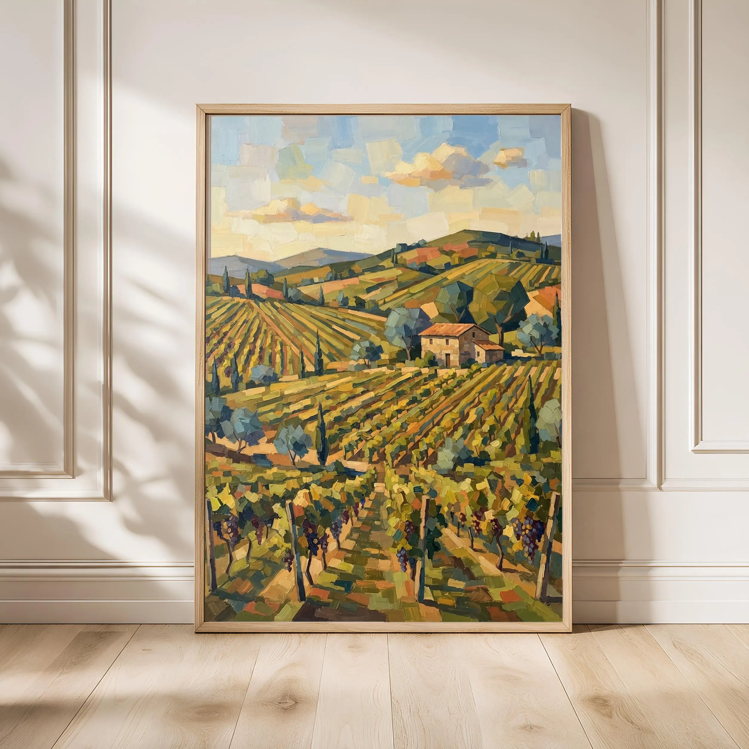 Cezanne Style Vineyard Landscape Print, Post Impressionist Wall Art, Countryside Poster, Living Room Decor, Housewarming Gift – Calm Wall Art by Artsify - Image 1