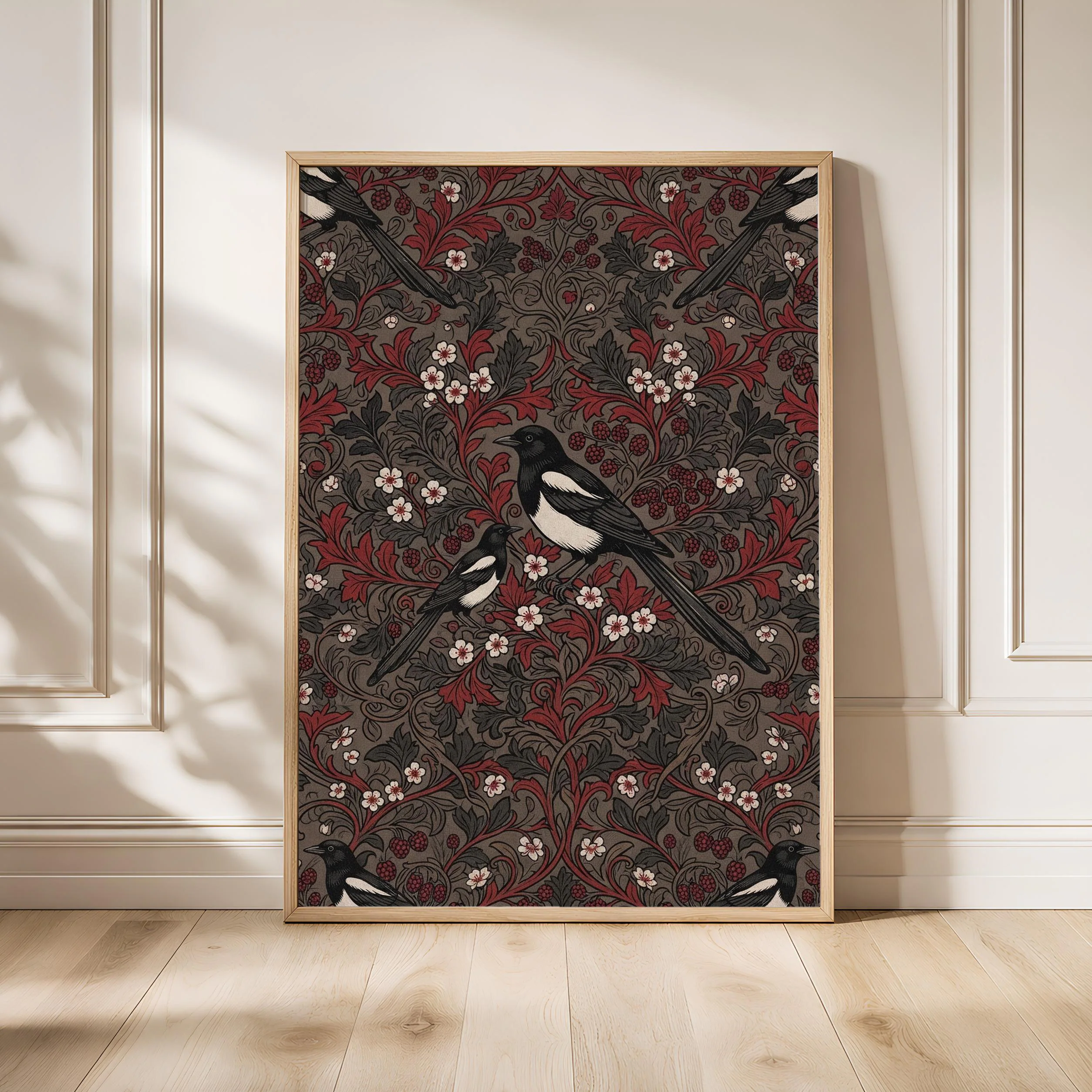 William Morris Style Print, Arts and Crafts Magpie Poster, Hawthorn Wall Art, Entryway Decor, Housewarming Gift – Calm Wall Art by Artsify
