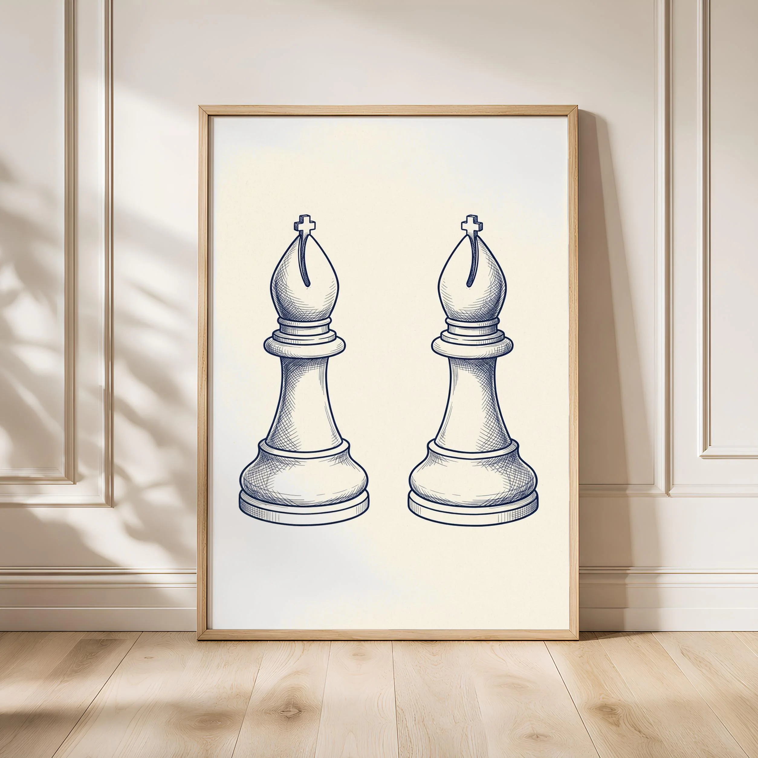 Chess Bishop Line Art Print, Ink Sketch, Game Room Poster, Office Decor, Chess Lover Gift – Calm Wall Art by Artsify - Image 1