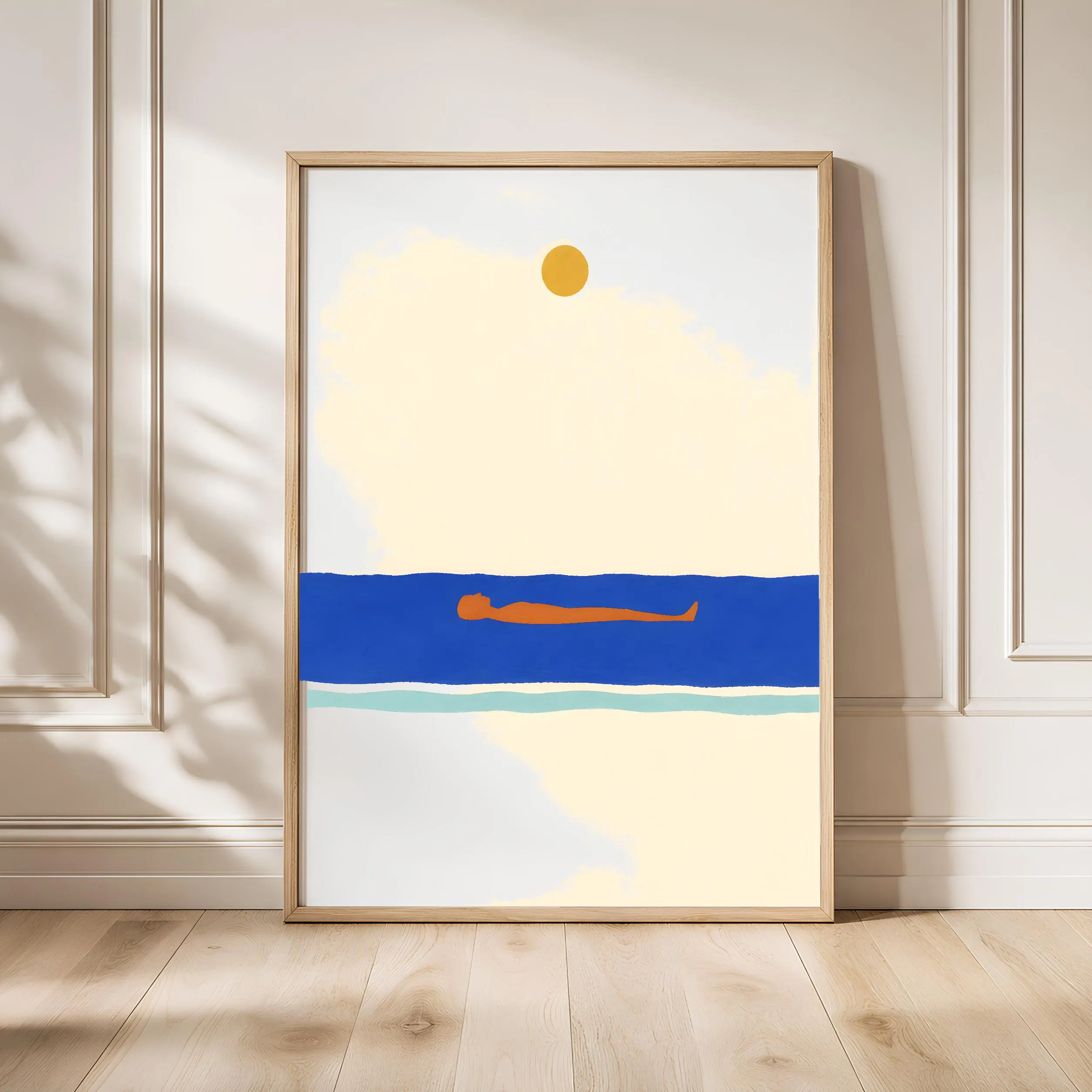 Minimalist Swimmer Print, Coastal Abstract Wall Art, Modern Beach Poster, Serene Ocean Decor, Housewarming Gift – Calm Wall Art by Artsify - Image 1