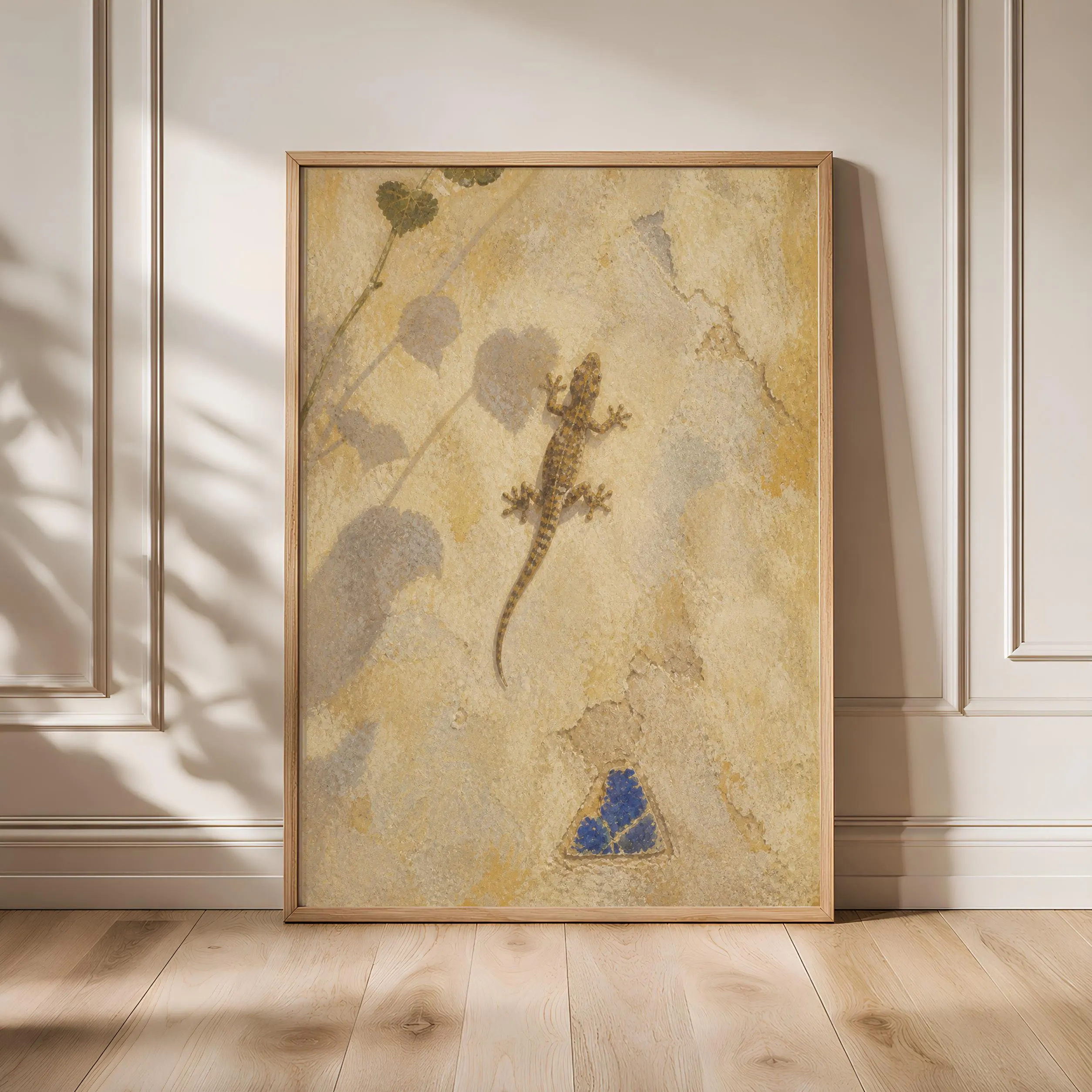 Gecko Fresco Print, Mediterranean Wildlife Wall Art, Vintage Lime Wall Poster, Rustic Villa Decor, Housewarming Gift – Calm Wall Art by Artsify - Image 1