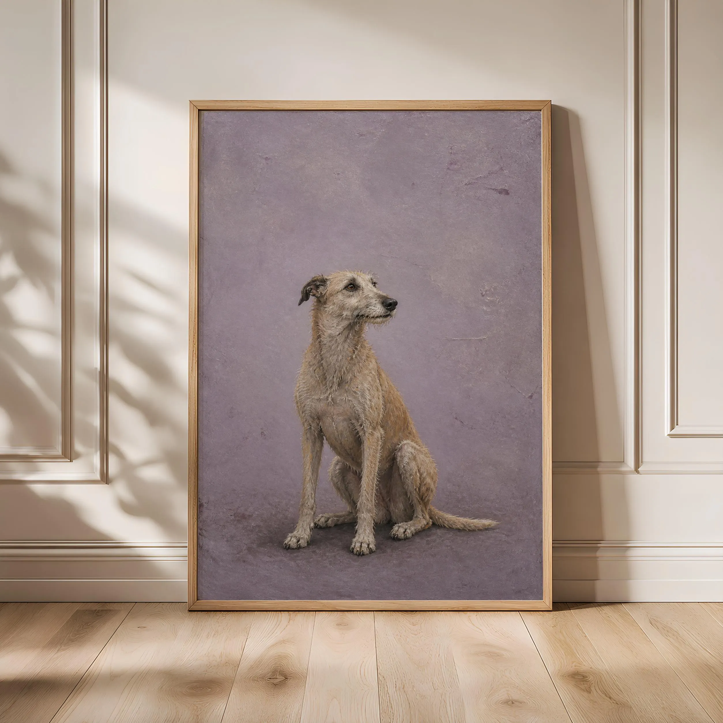 Lurcher Wall Art, Lilac Encaustic Dog Painting, Vintage Sighthound Print, Housewarming Gift – Calm Wall Art by Artsify - Image 1